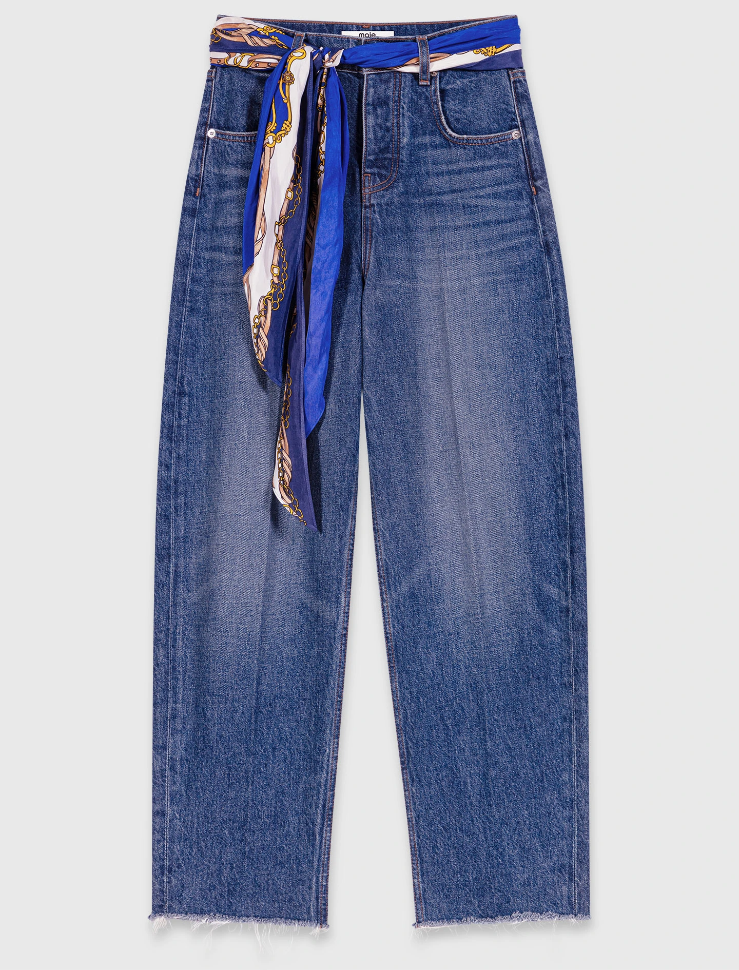 Carrot-cut jeans with a twilly - Blue