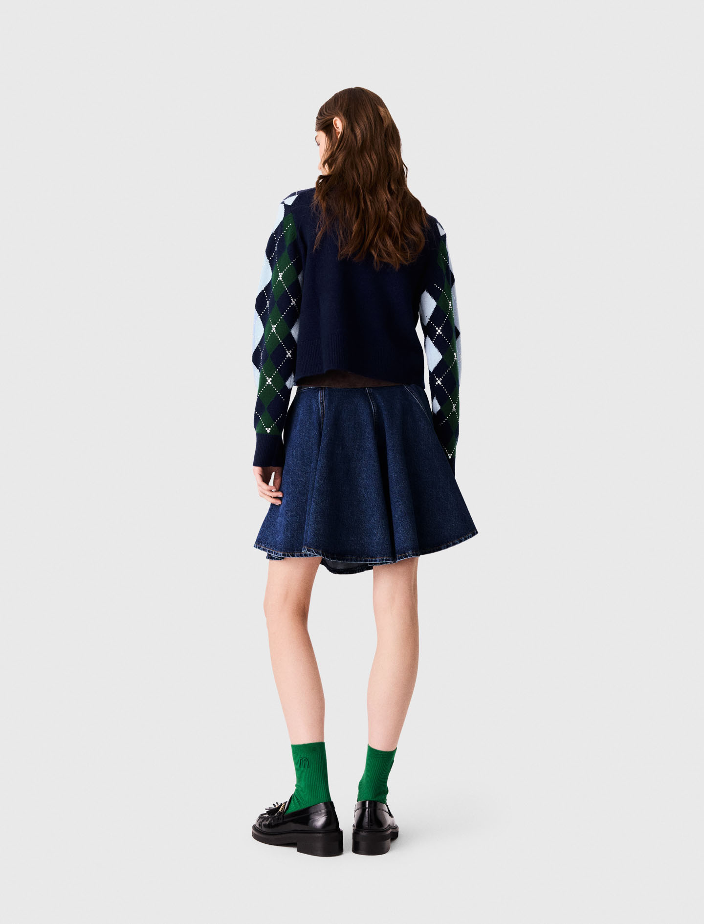 Argyle jumper with rhinestones - Navy