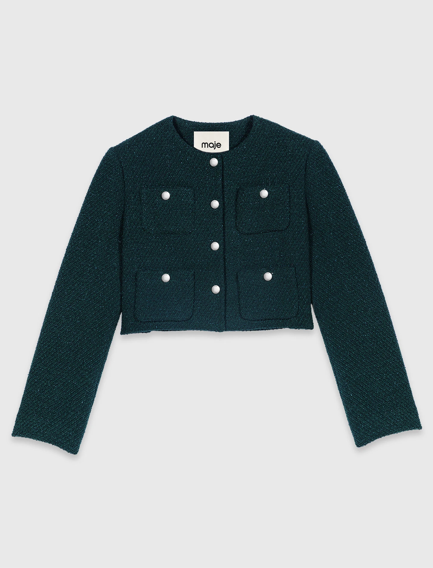 Tweed jacket with fringe trim - Green