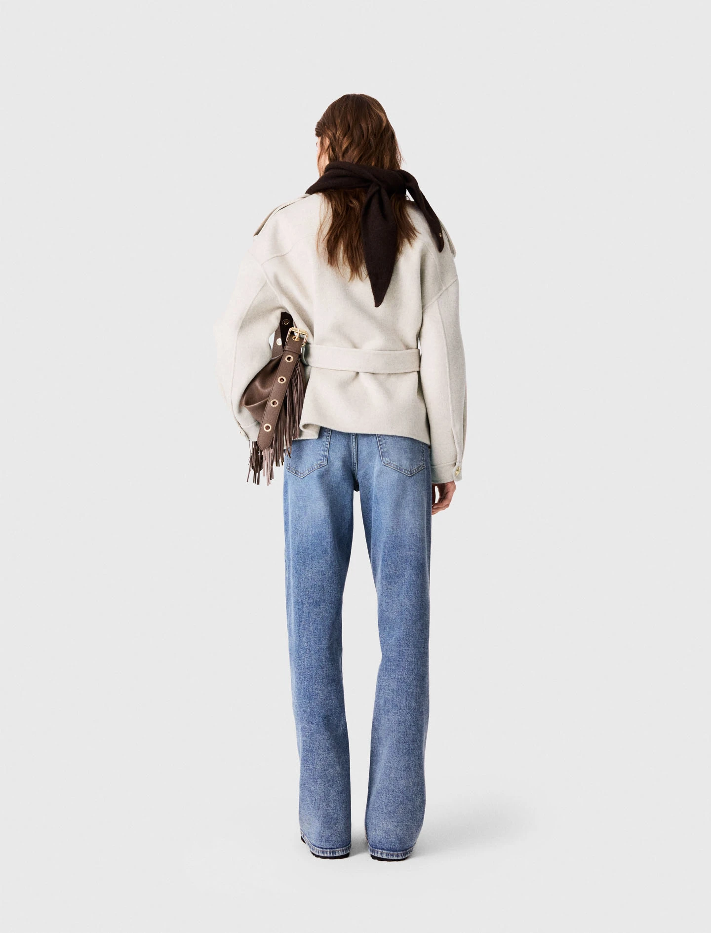 Double-faced mid-length coat - Ecru