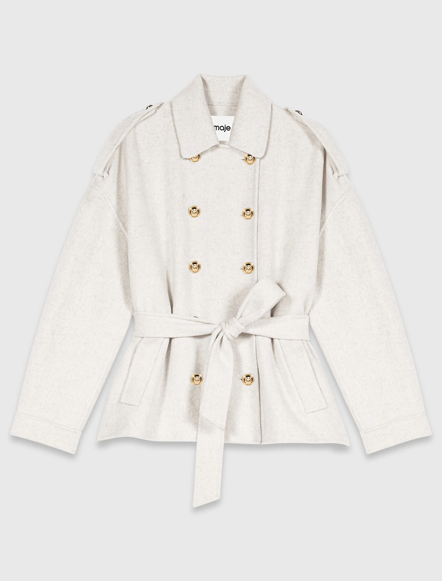Double-faced mid-length coat - Ecru