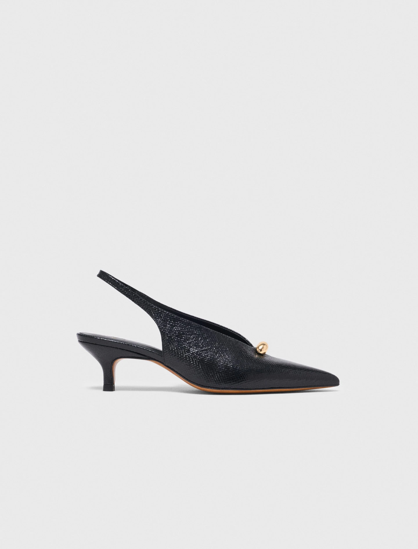 Pointed embossed leather slingbacks - Black