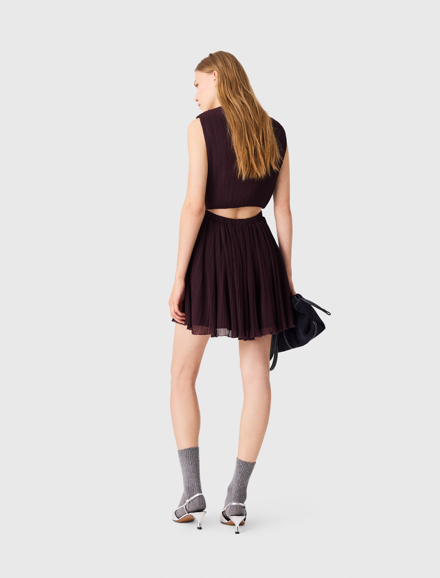 Short pleated skater dress - Mauve