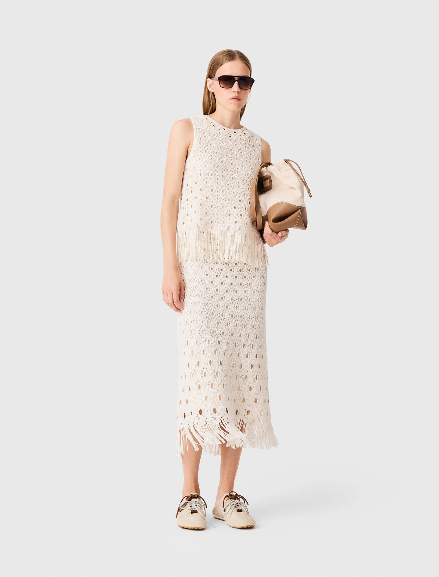 Fringed crochet top - Ecru