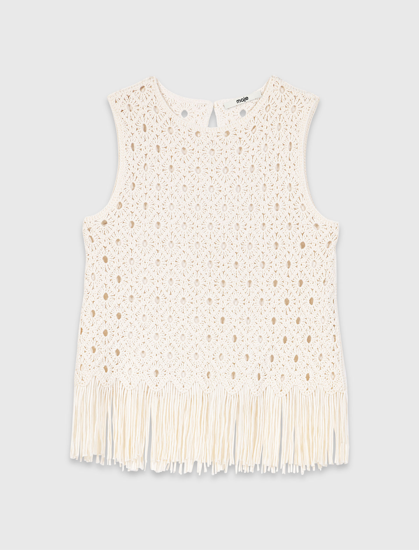 Fringed crochet top - Ecru