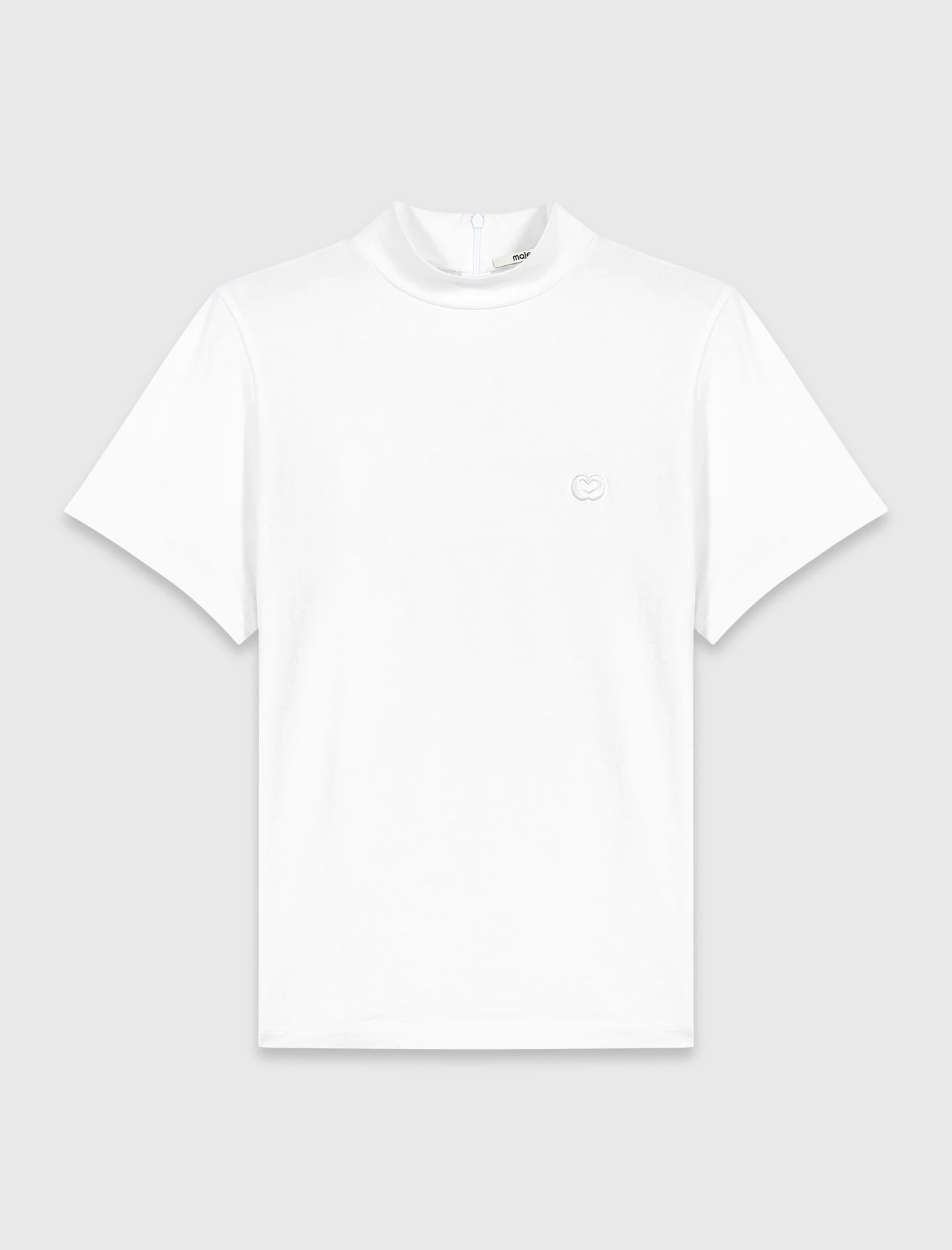 Crew neck T-shirt with back zip - White