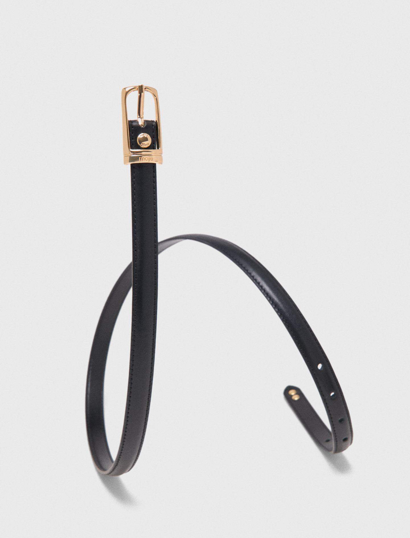 Slim leather belt - Black