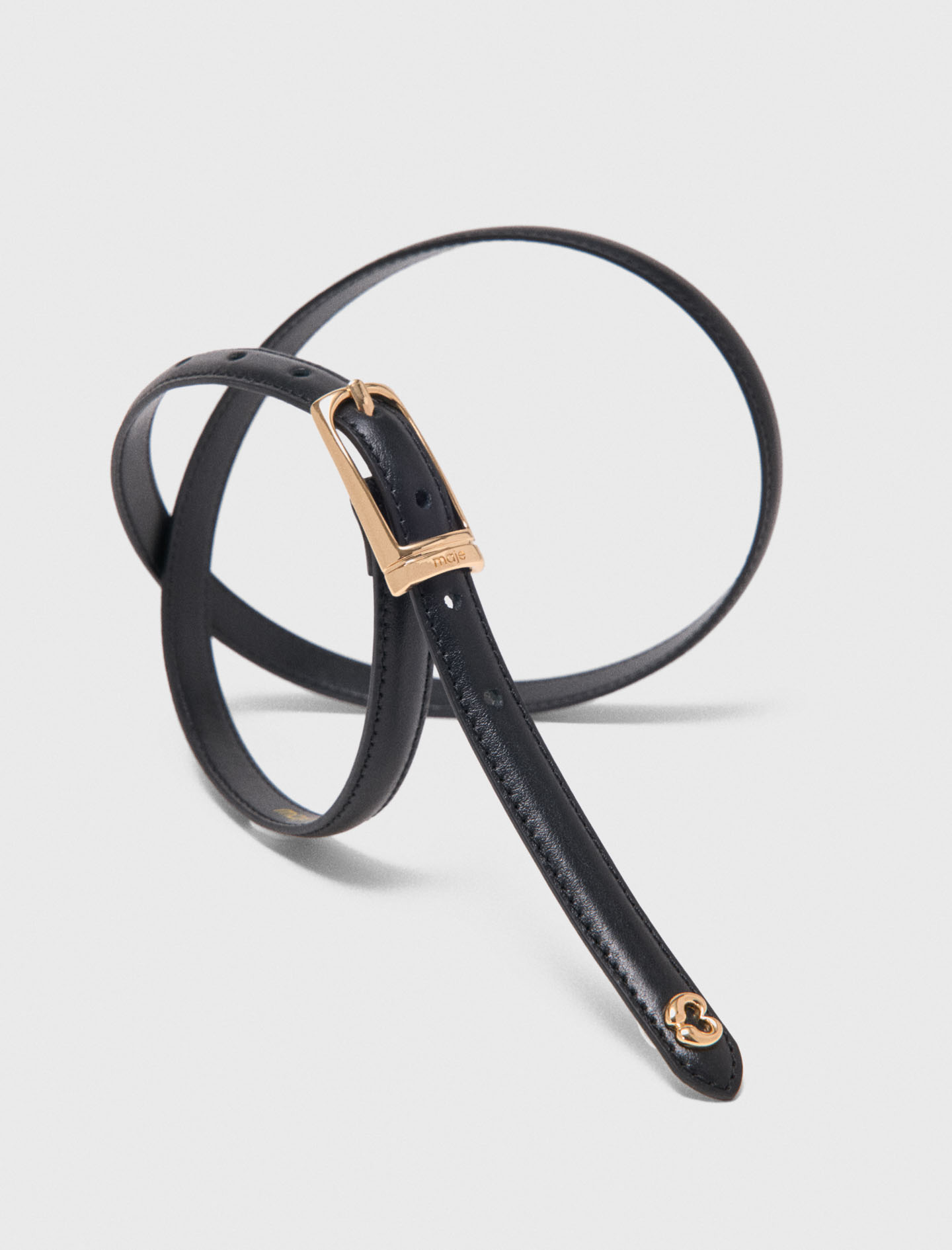 Slim leather belt - Black