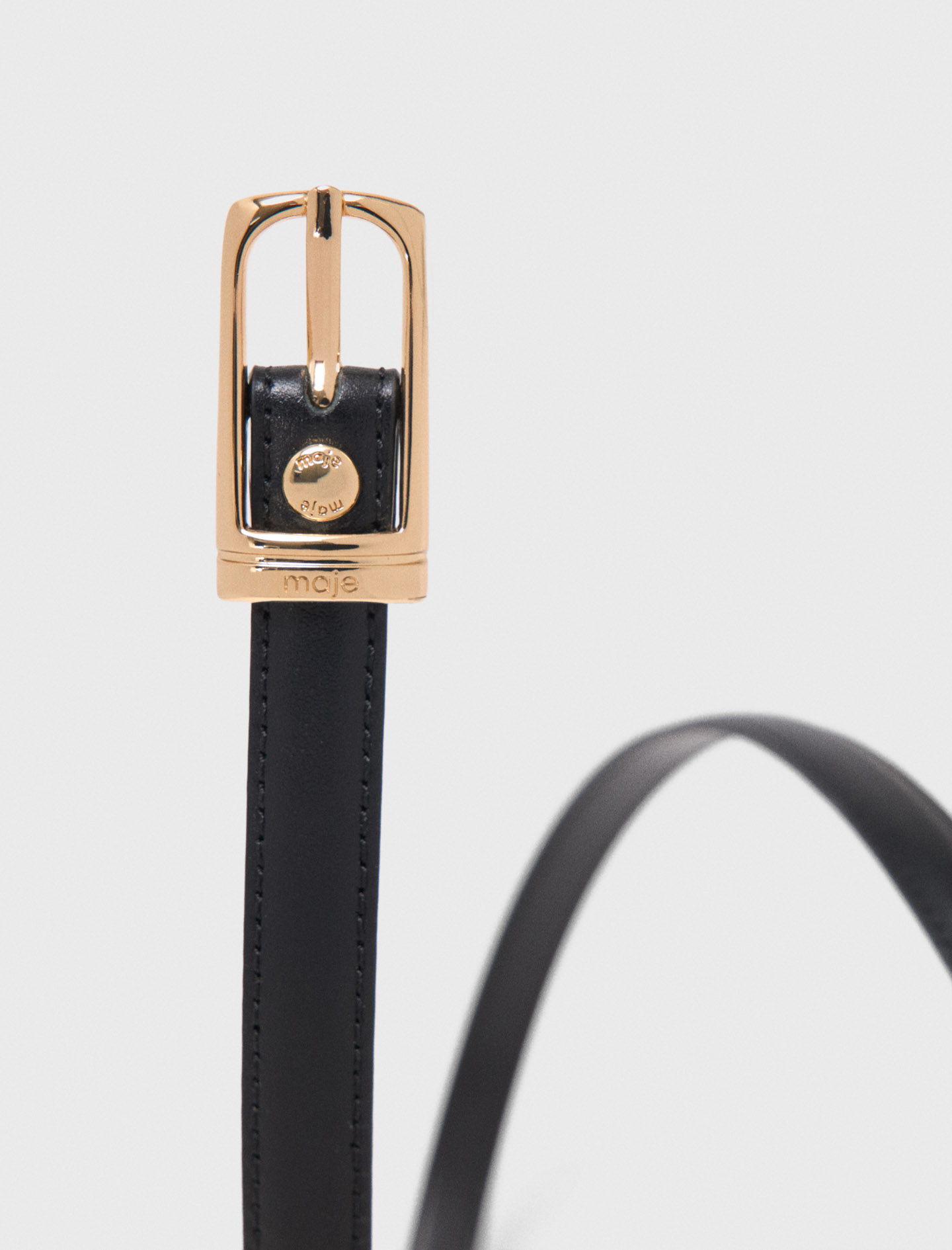 Slim leather belt - Black