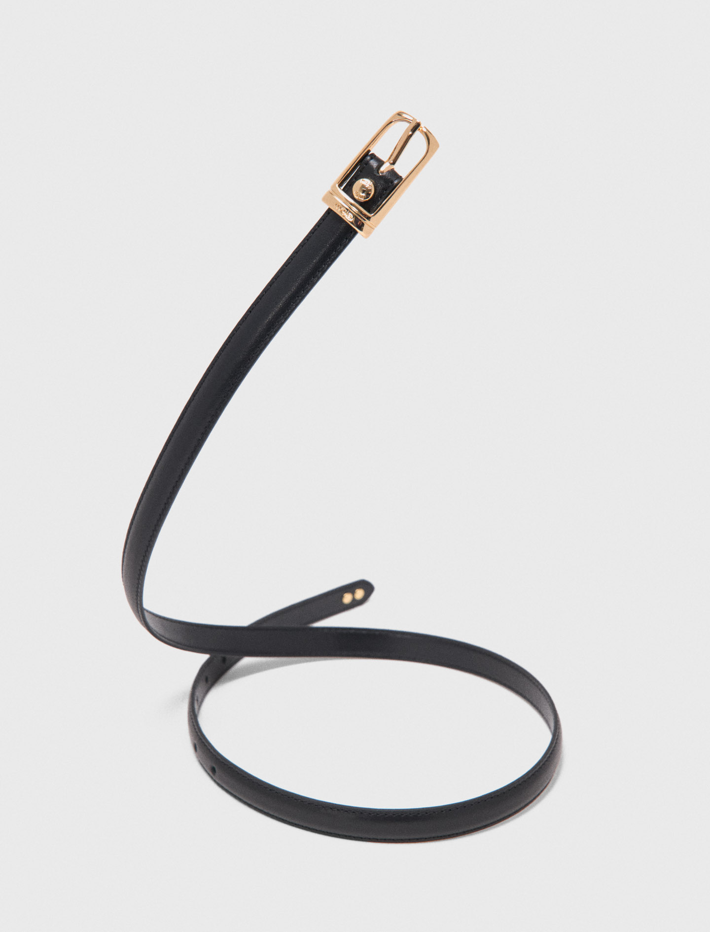 Slim leather belt - Black