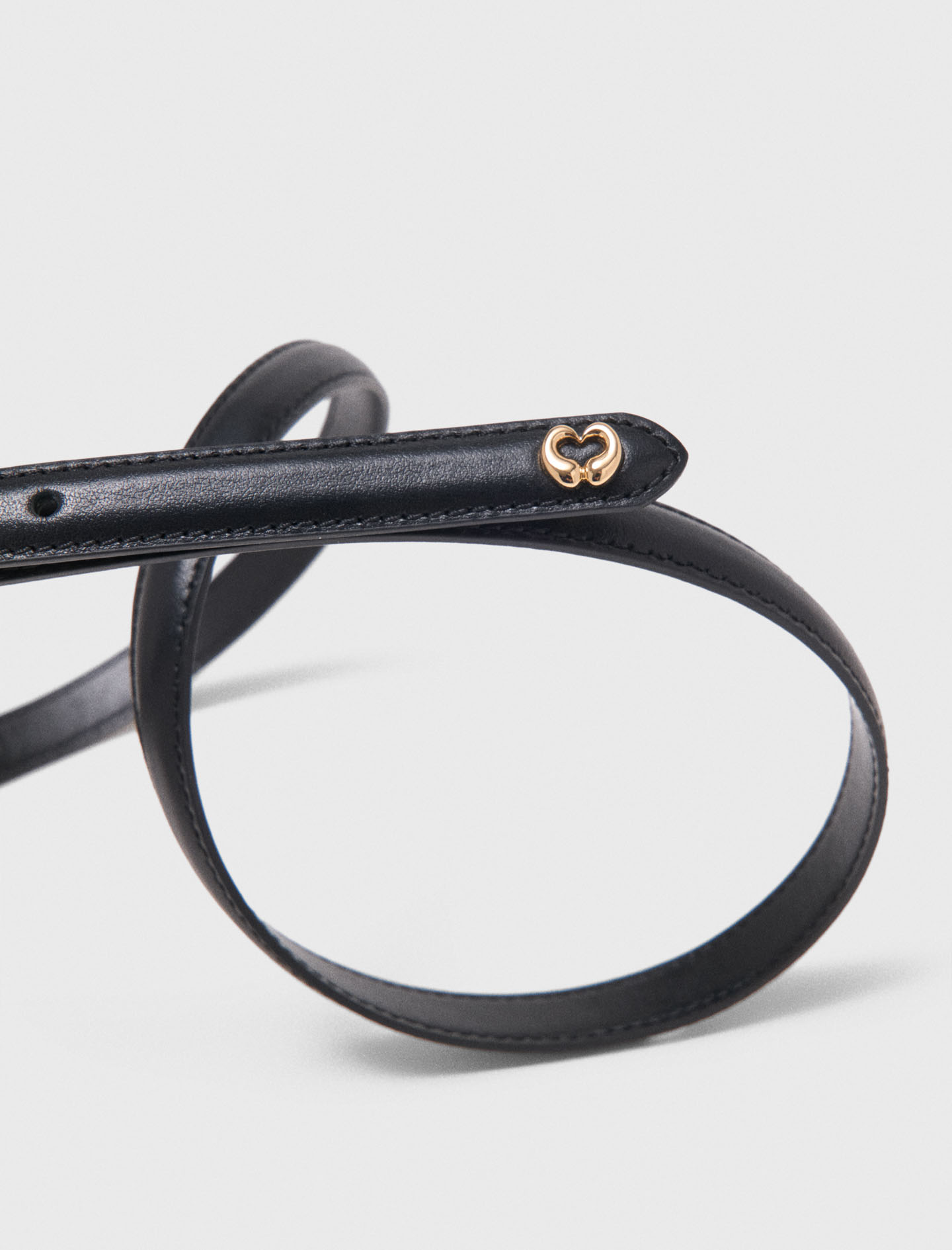 Slim leather belt - Black