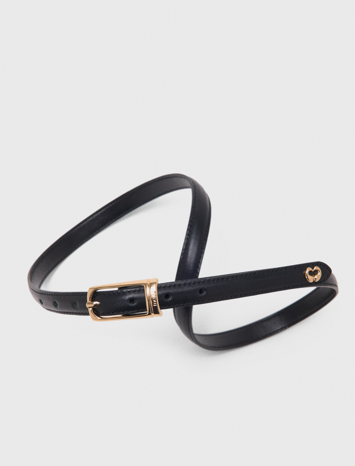 Slim leather belt - Black