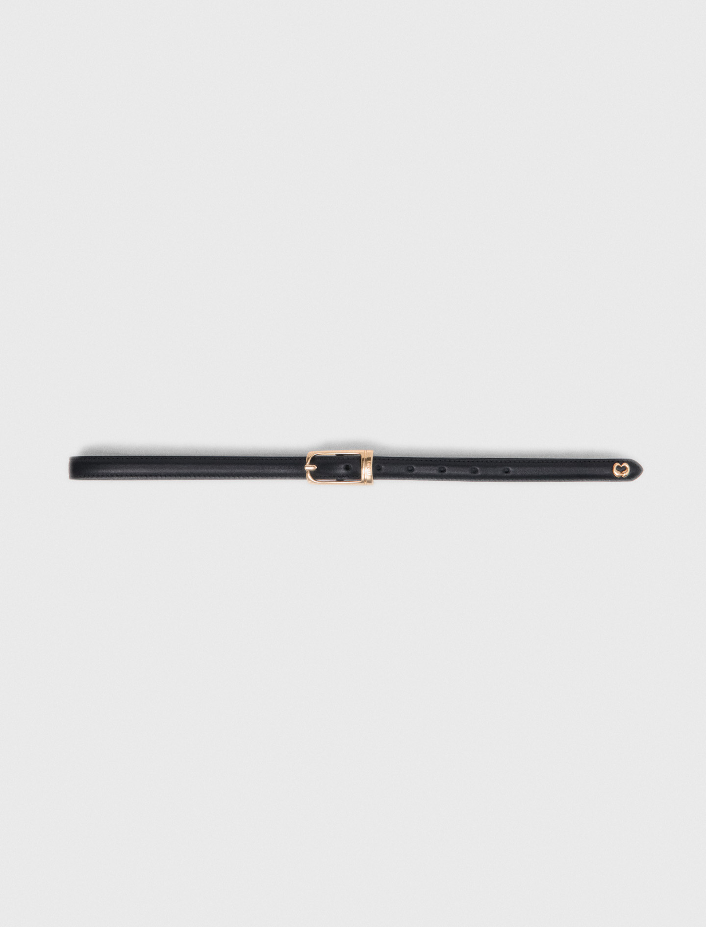Slim leather belt - Black