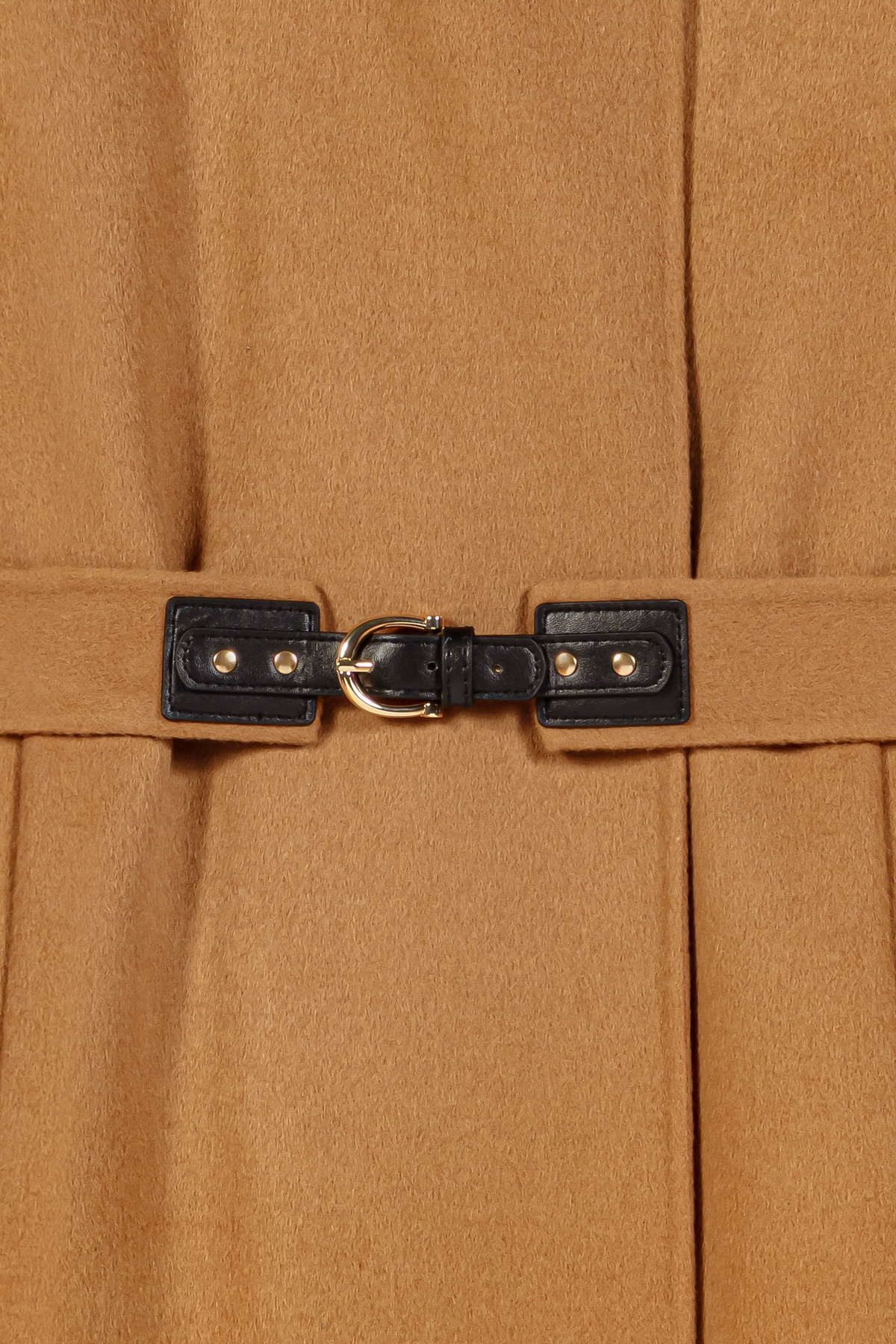 Belted mid-length wool coat - Camel