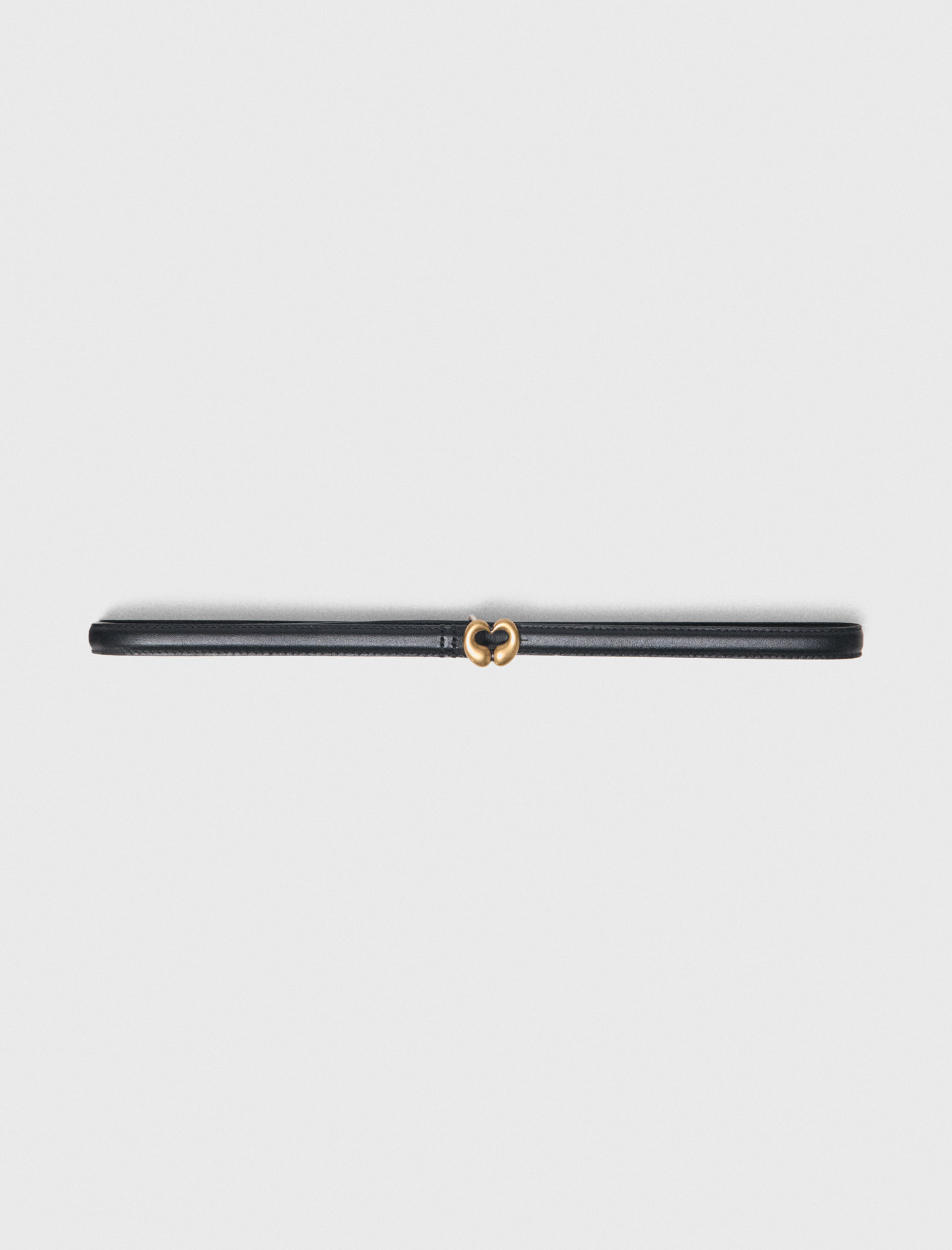 Slim leather belt - Black