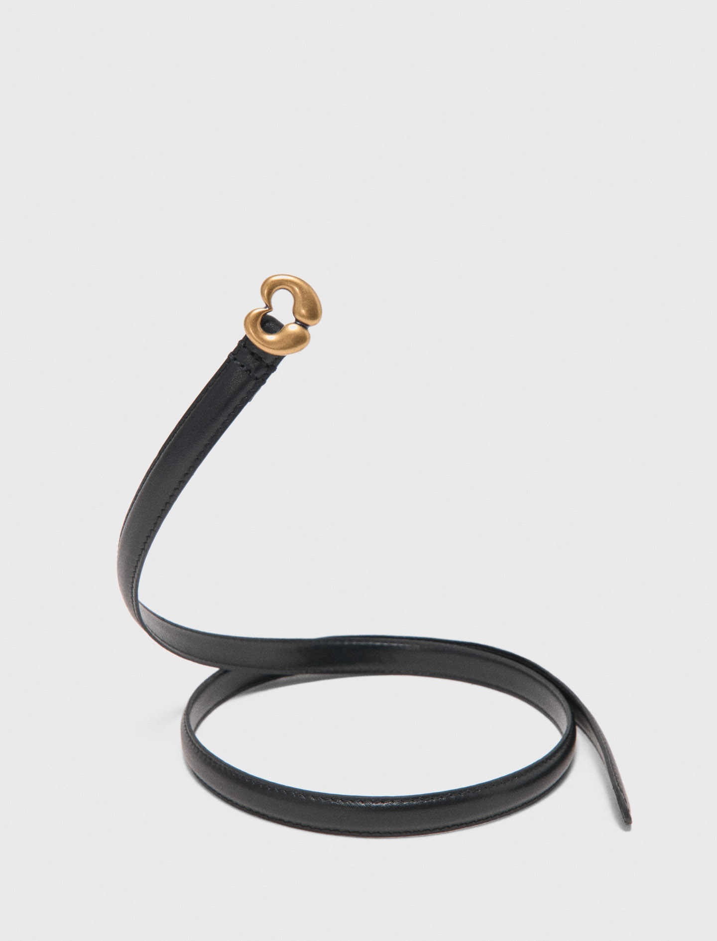 Slim leather belt - Black