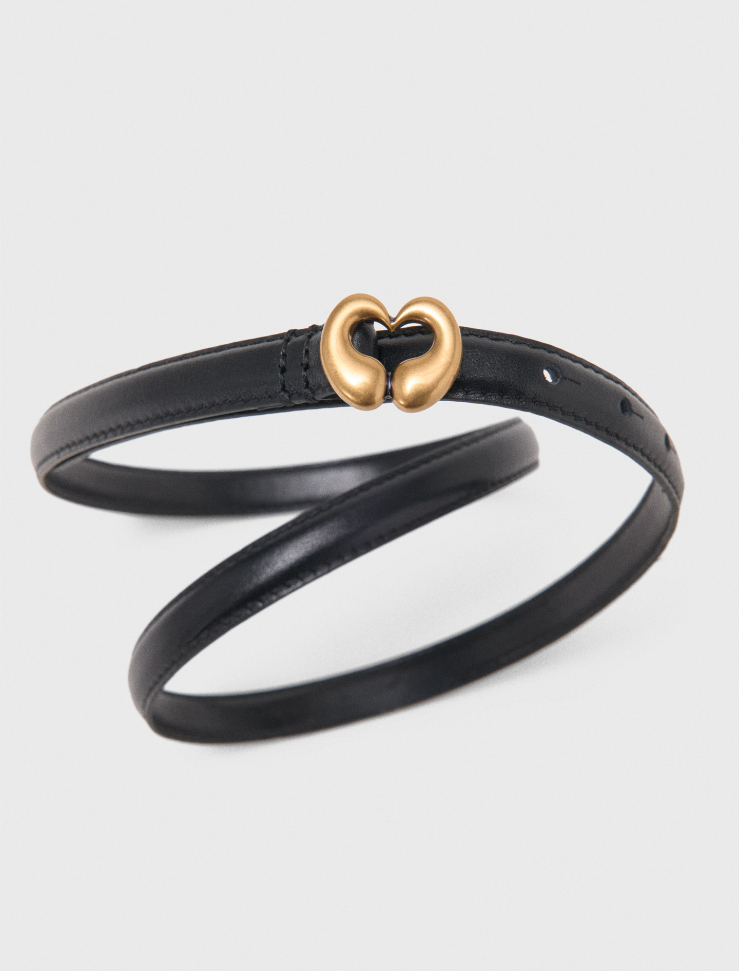 Slim leather belt - Black