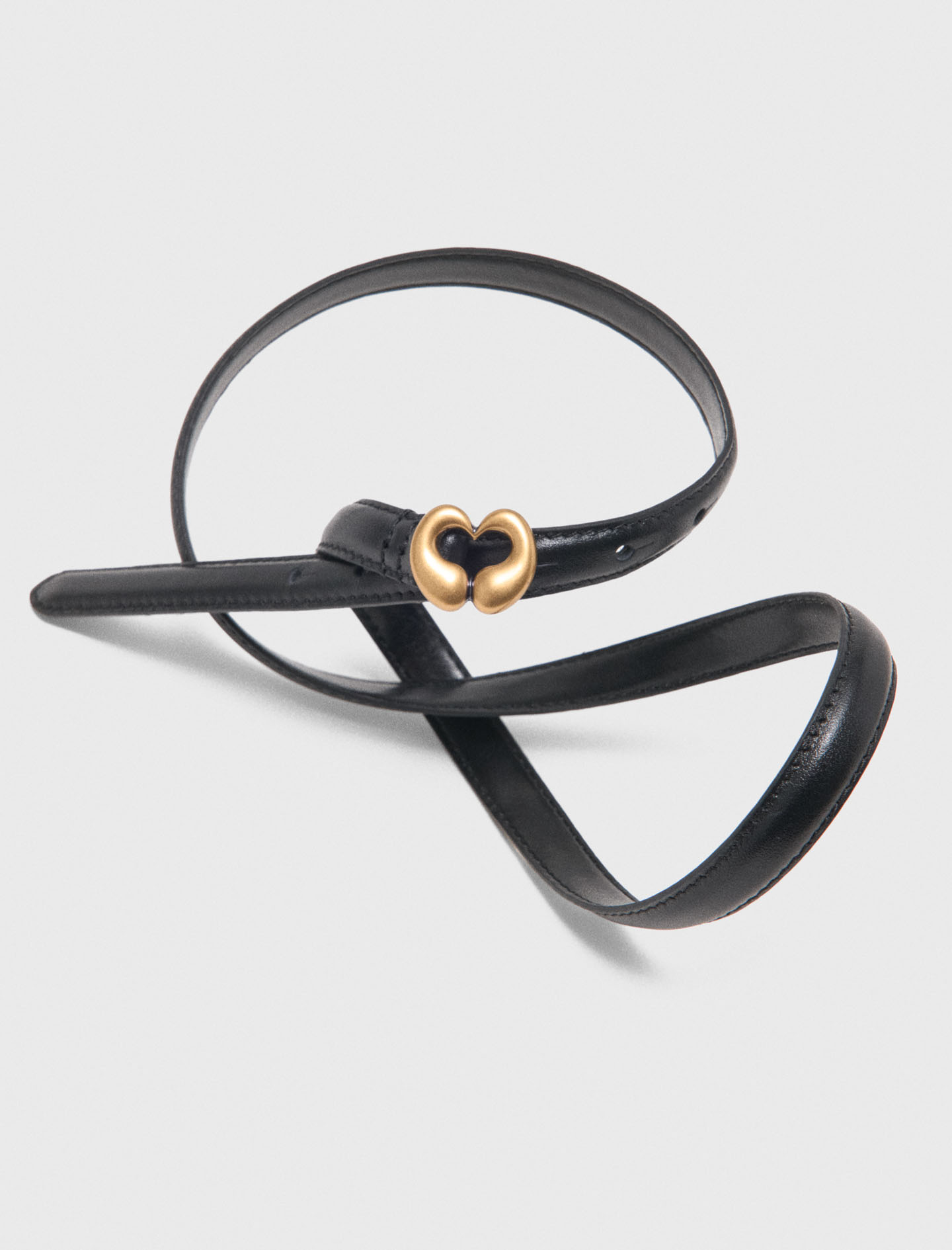 Slim leather belt - Black
