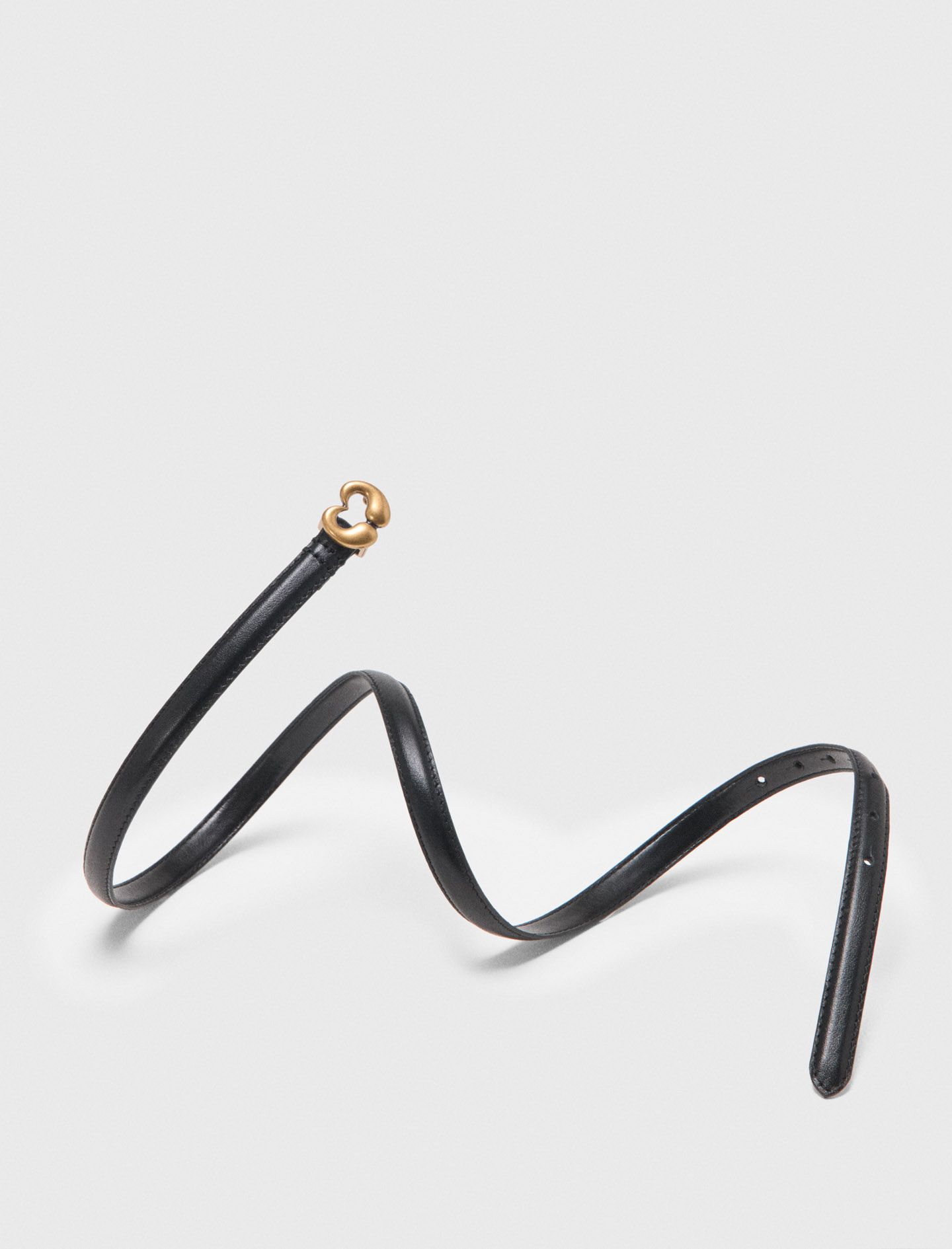 Slim leather belt - Black