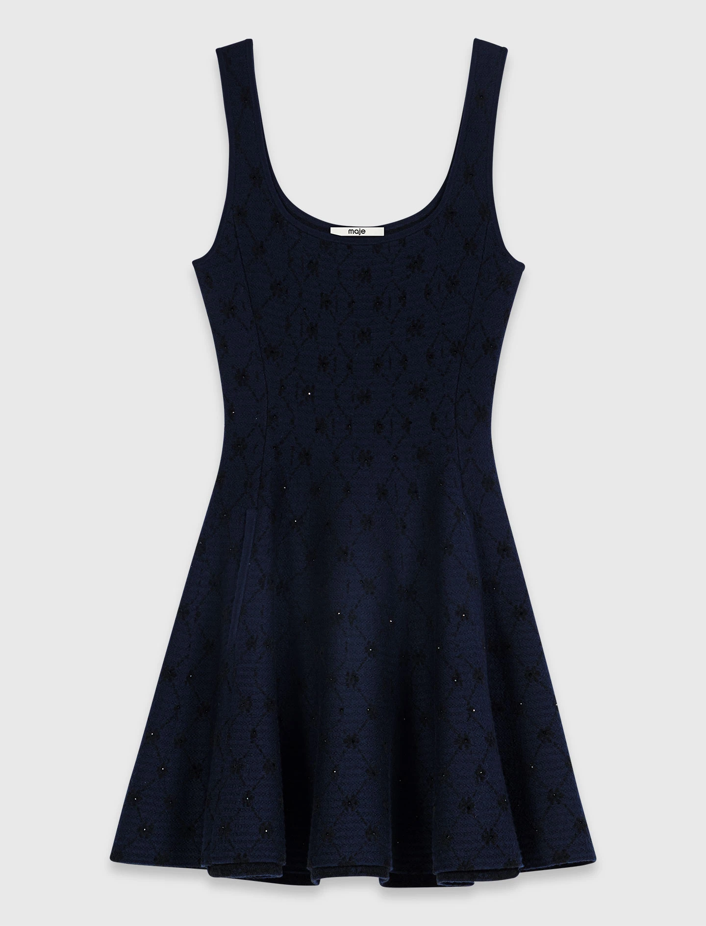 Short jacquard skater dress - Navy