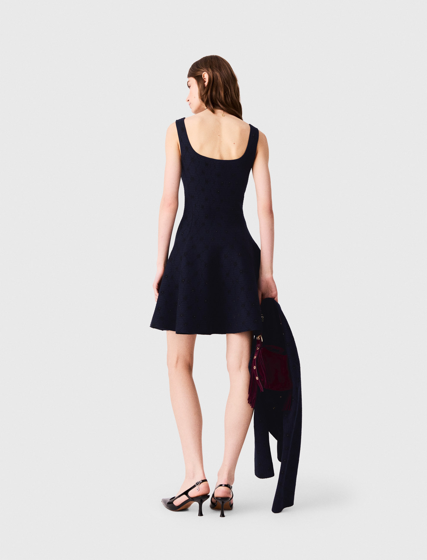 Short jacquard skater dress - Navy