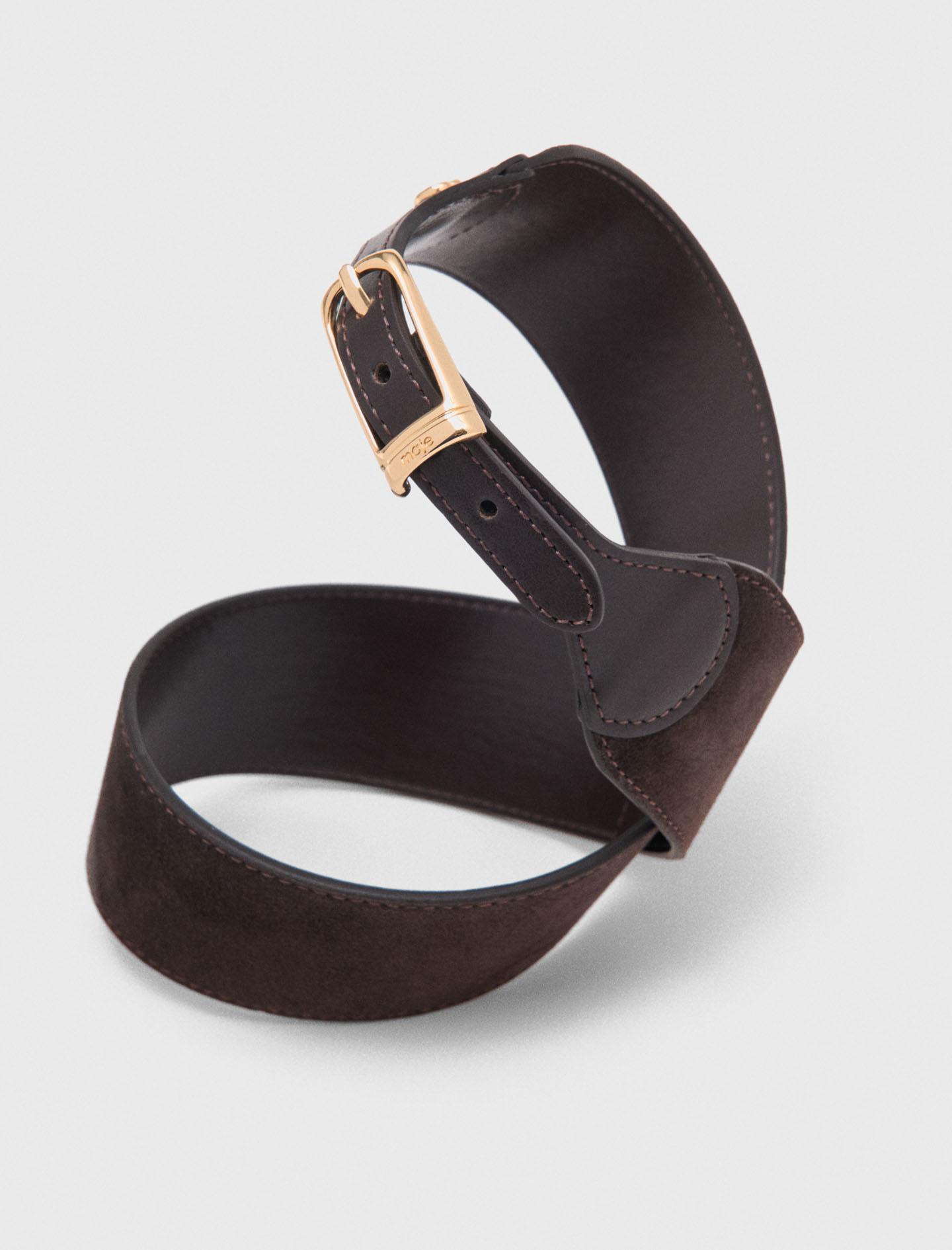 Mixed suede and leather corset belt - Brown