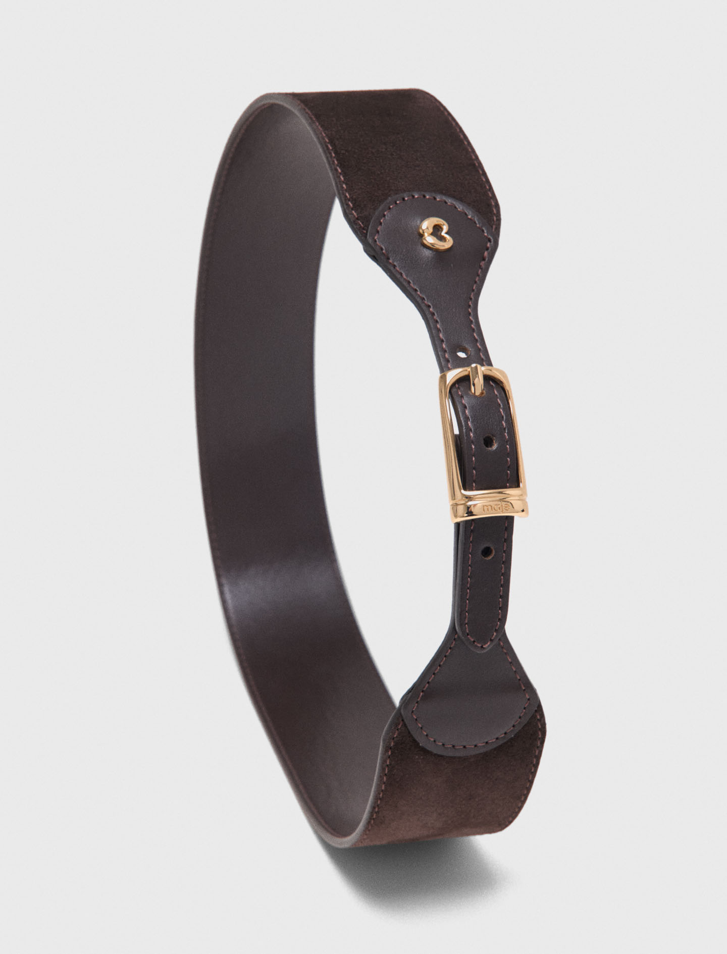Mixed suede and leather corset belt - Brown
