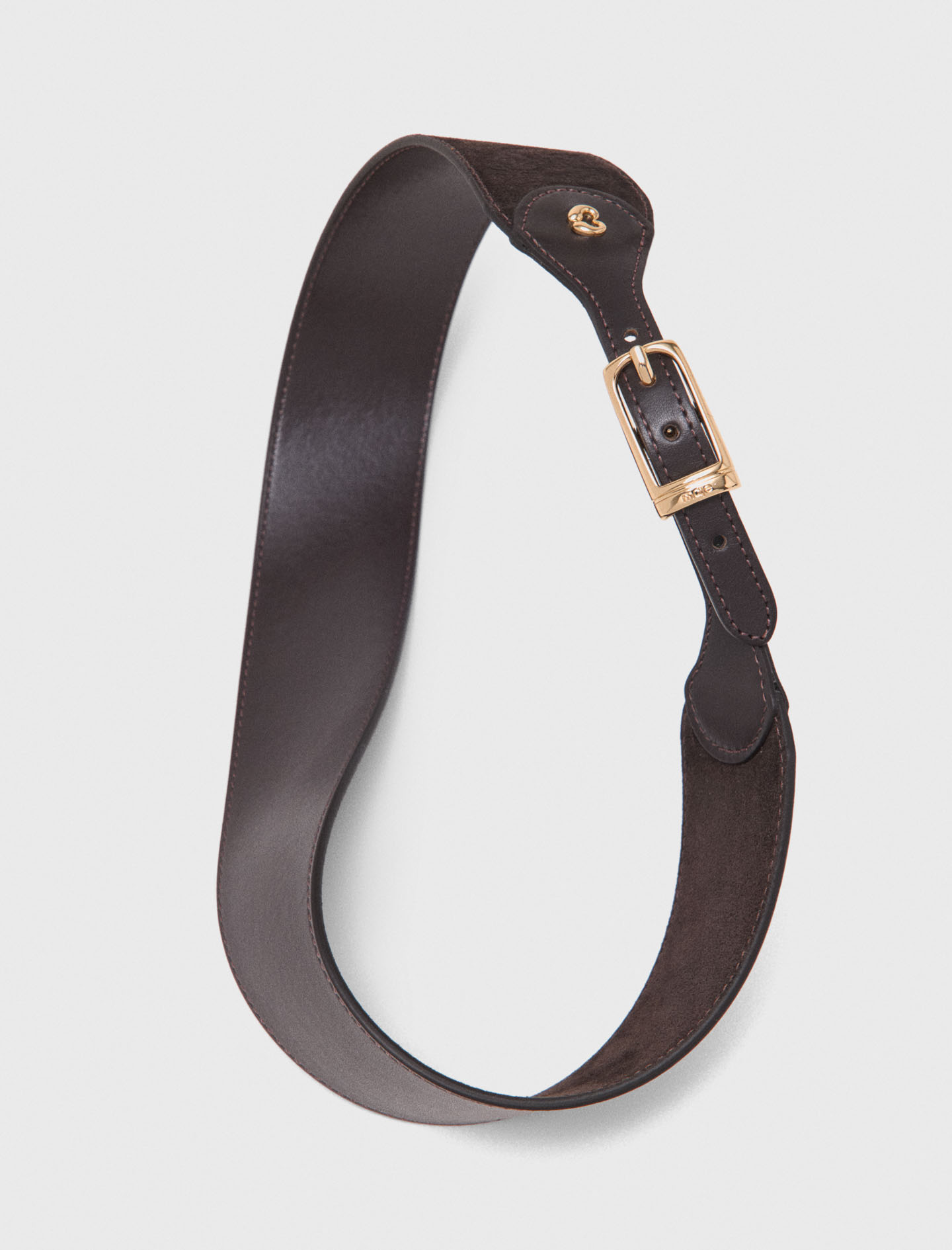 Mixed suede and leather corset belt - Brown