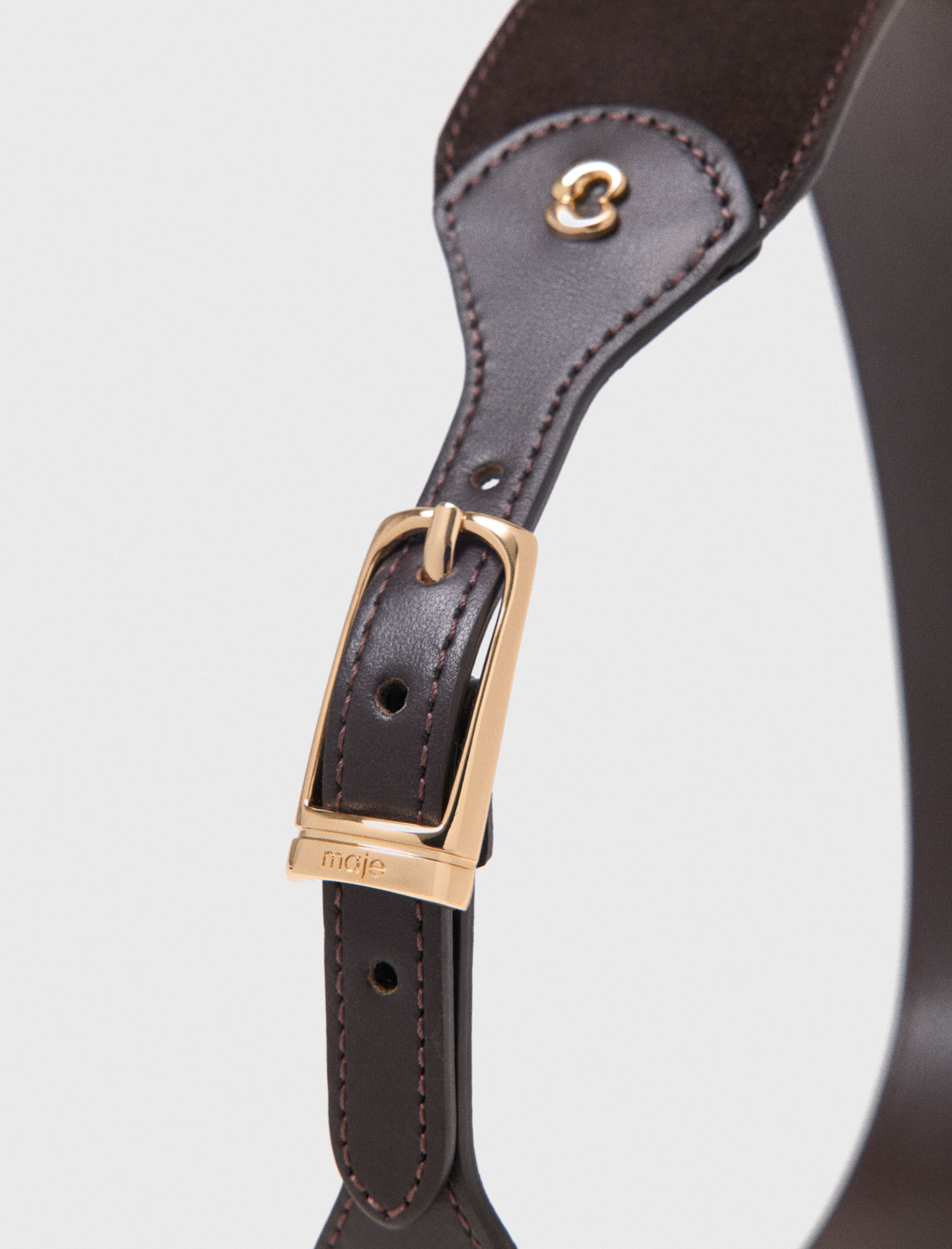 Mixed suede and leather corset belt - Brown
