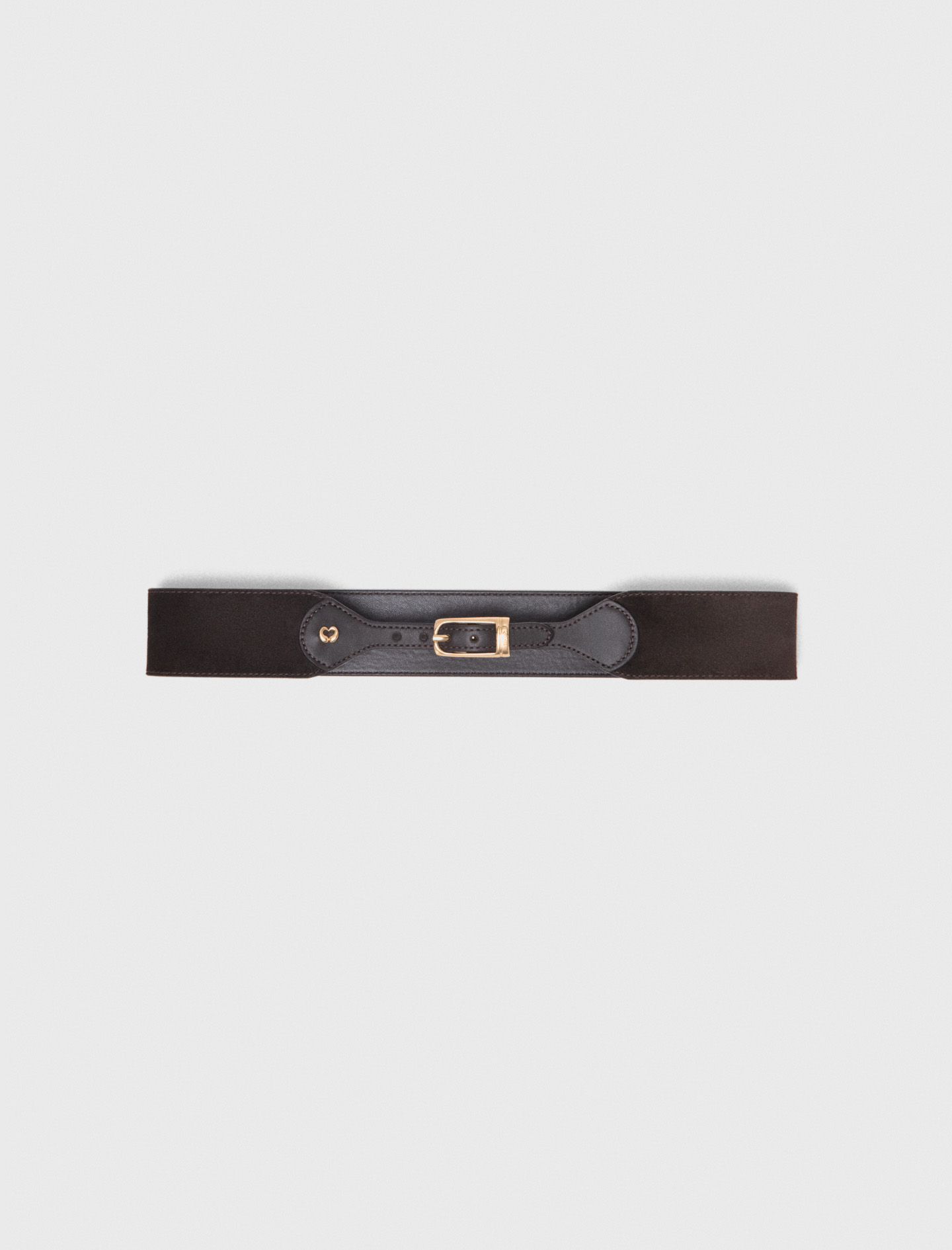 Mixed suede and leather corset belt - Brown