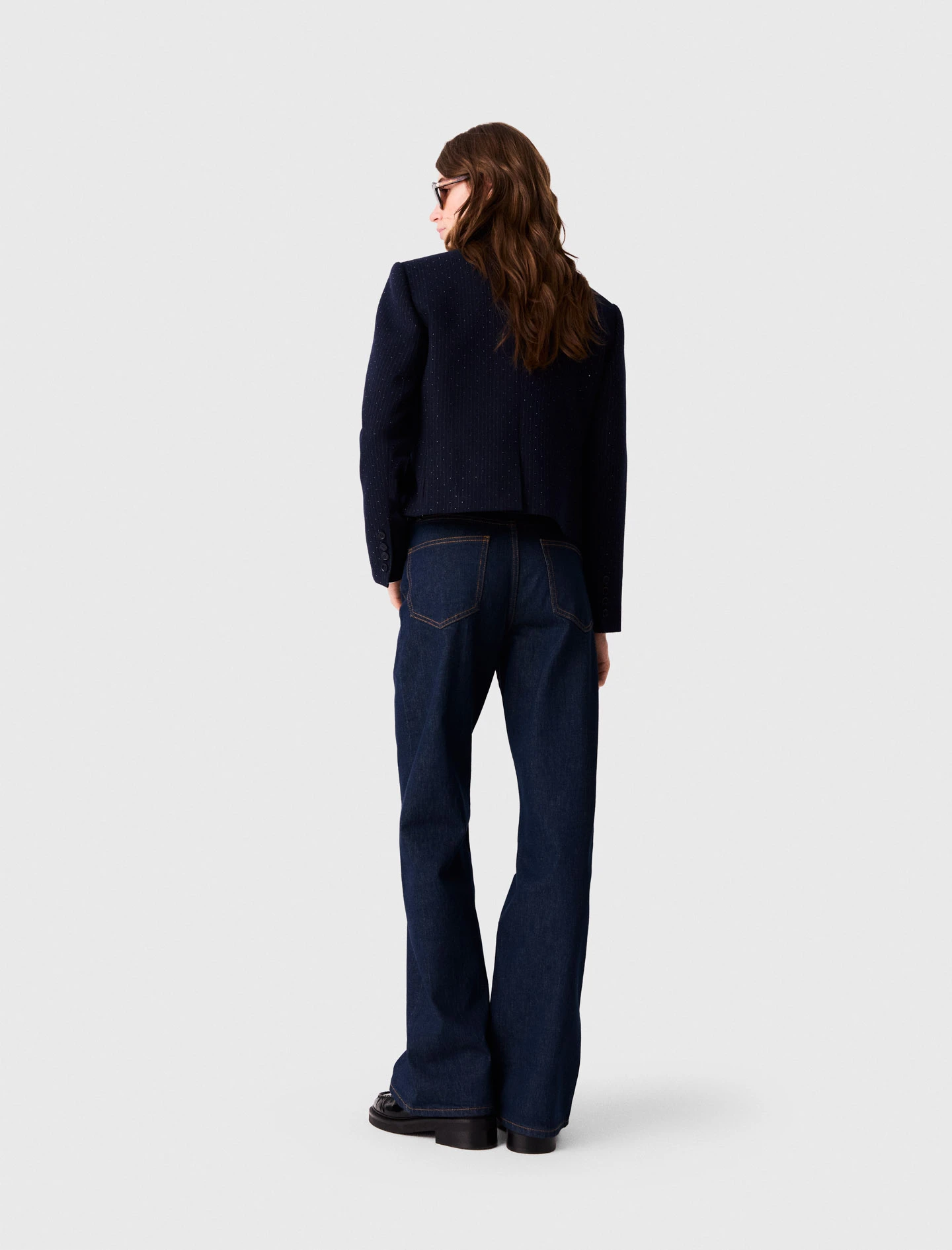 Cropped suit jacket - Navy