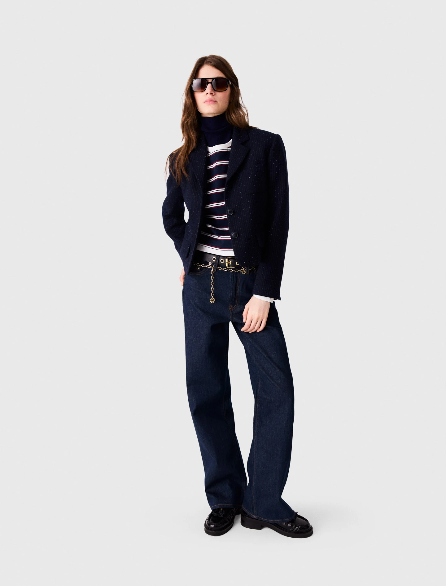 Cropped suit jacket - Navy