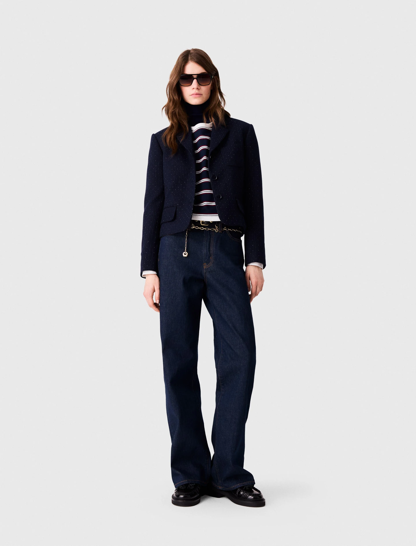 Cropped suit jacket - Navy