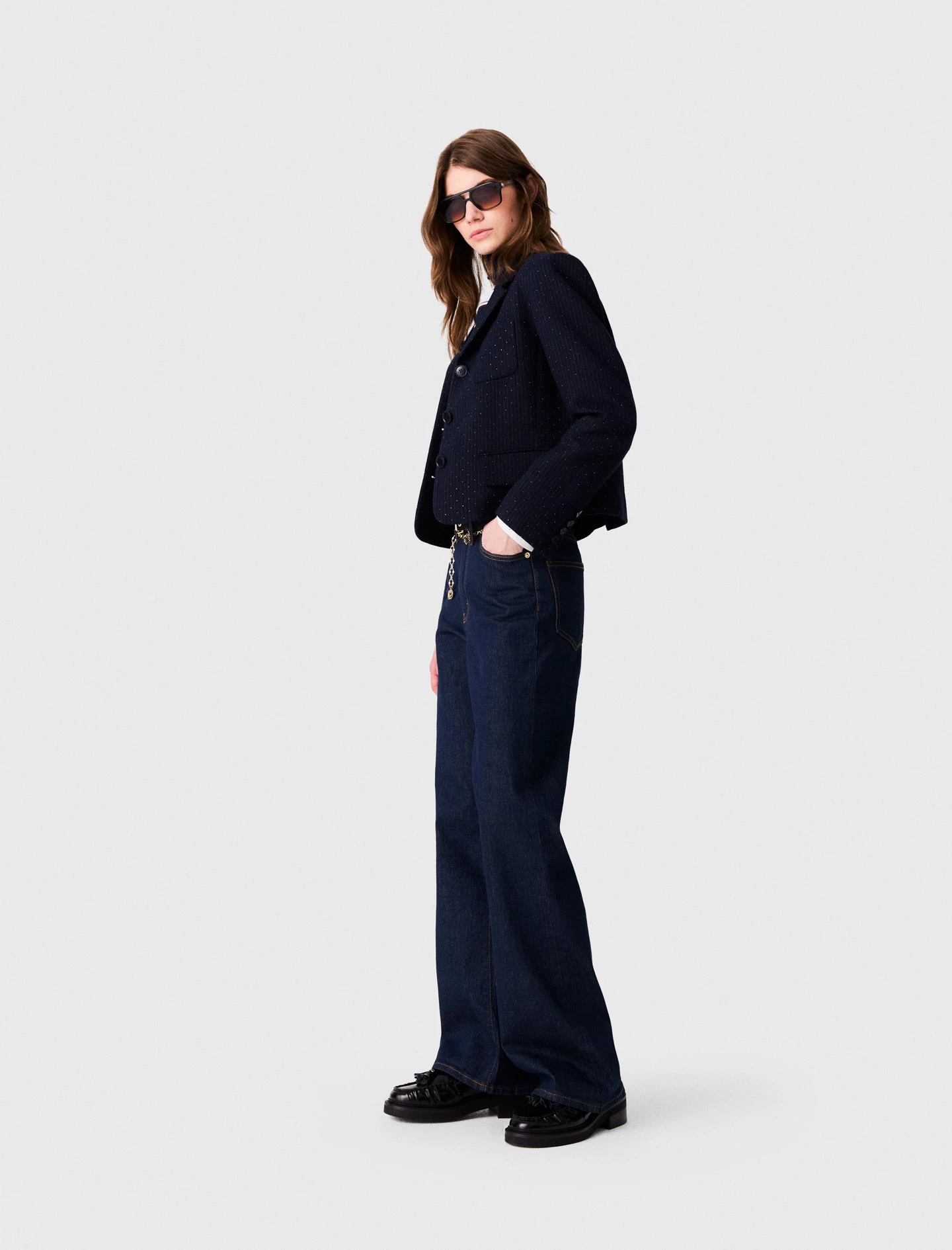 Cropped suit jacket - Navy