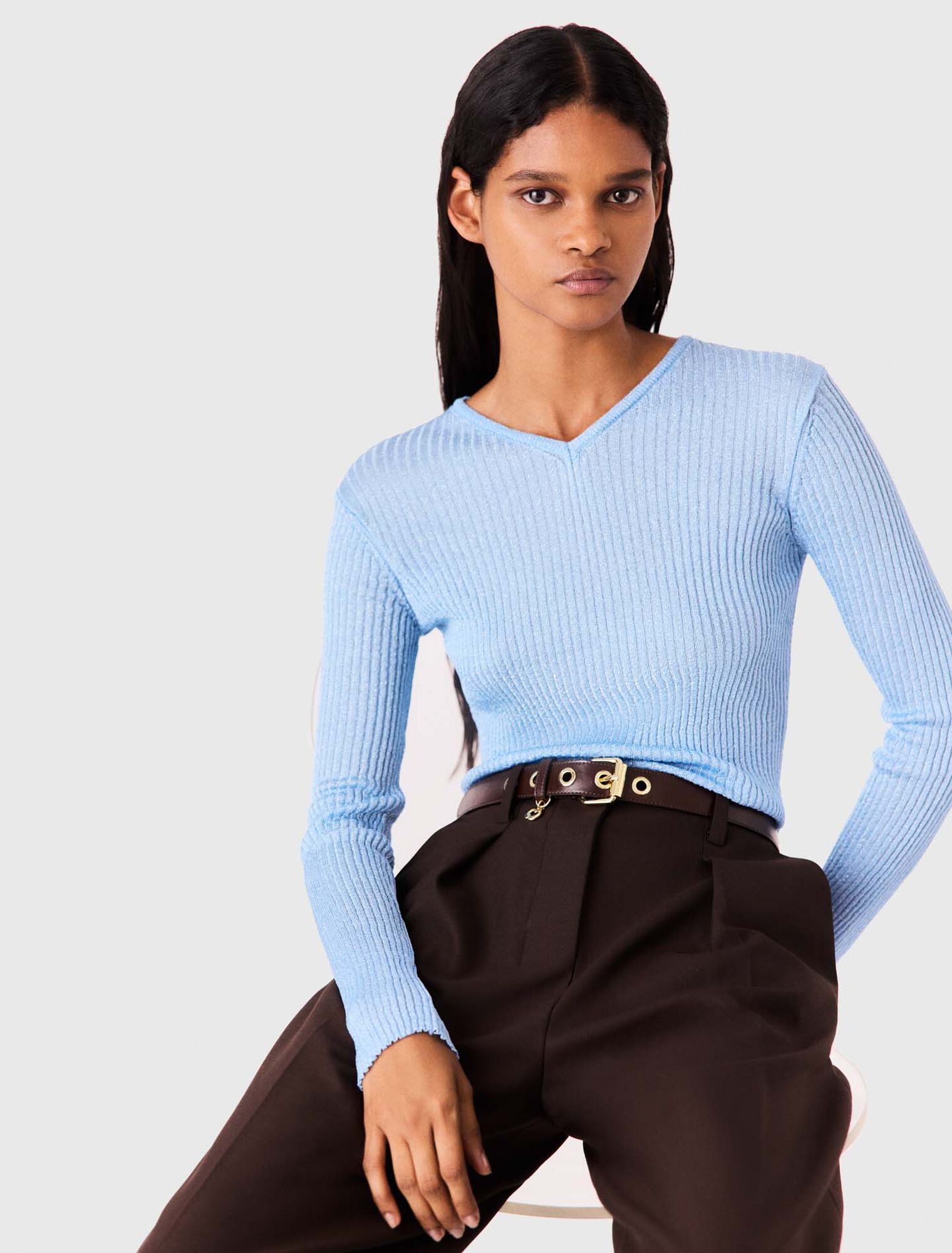 Lurex knitted jumper - Blue