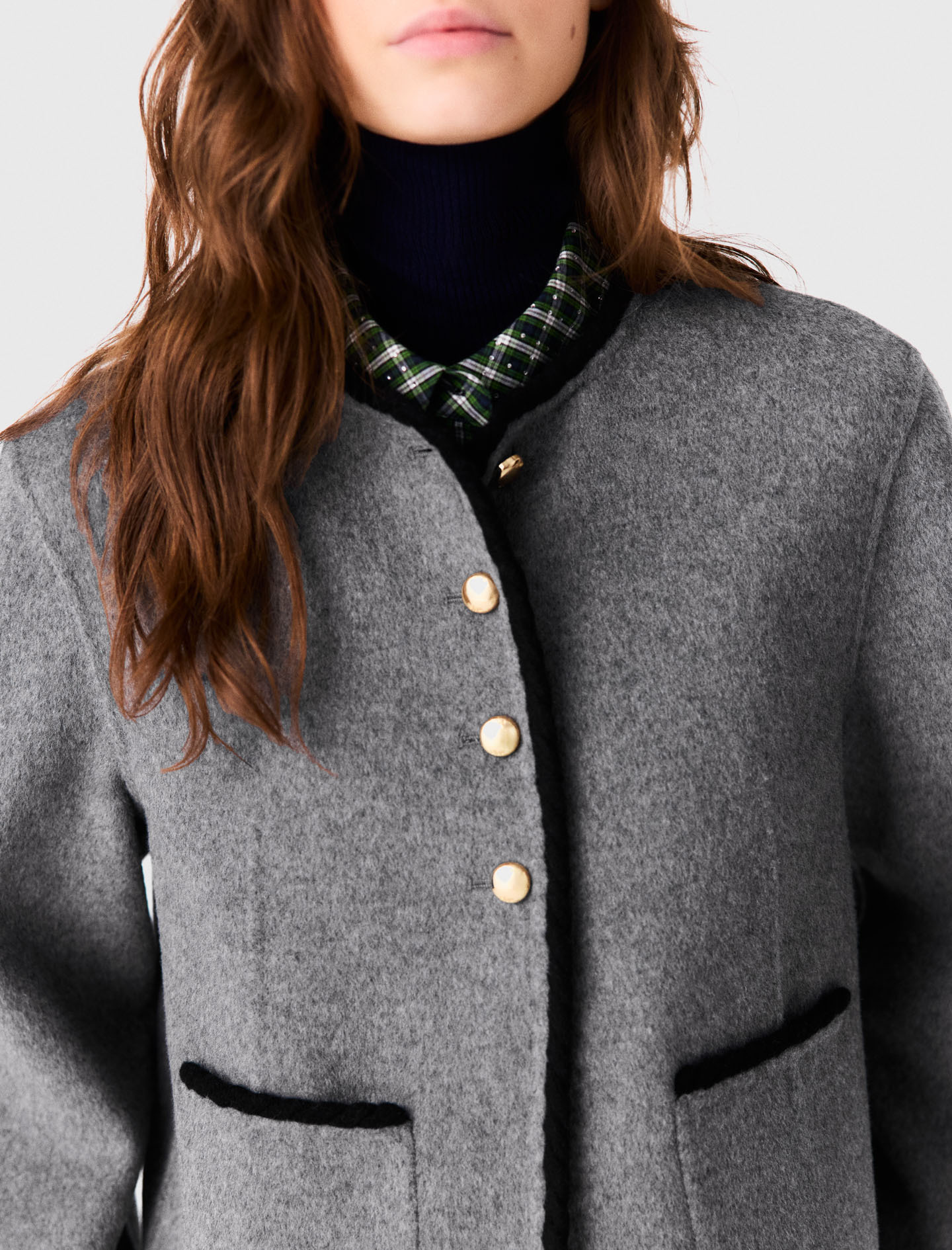 Short double-faced coat - Grey