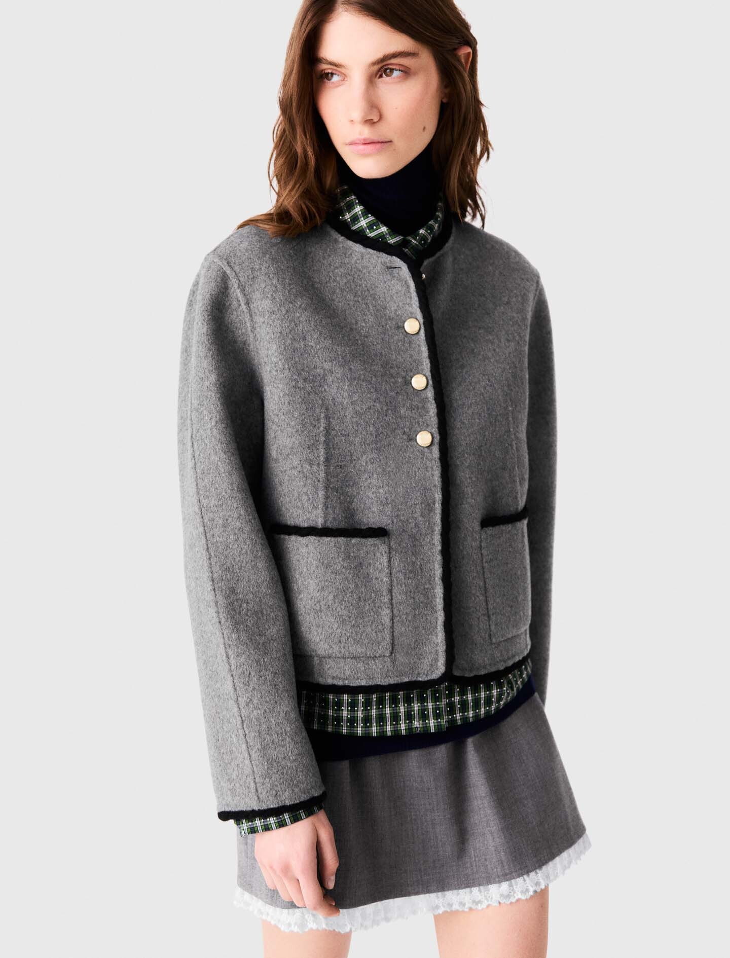 Short double-faced coat - Grey