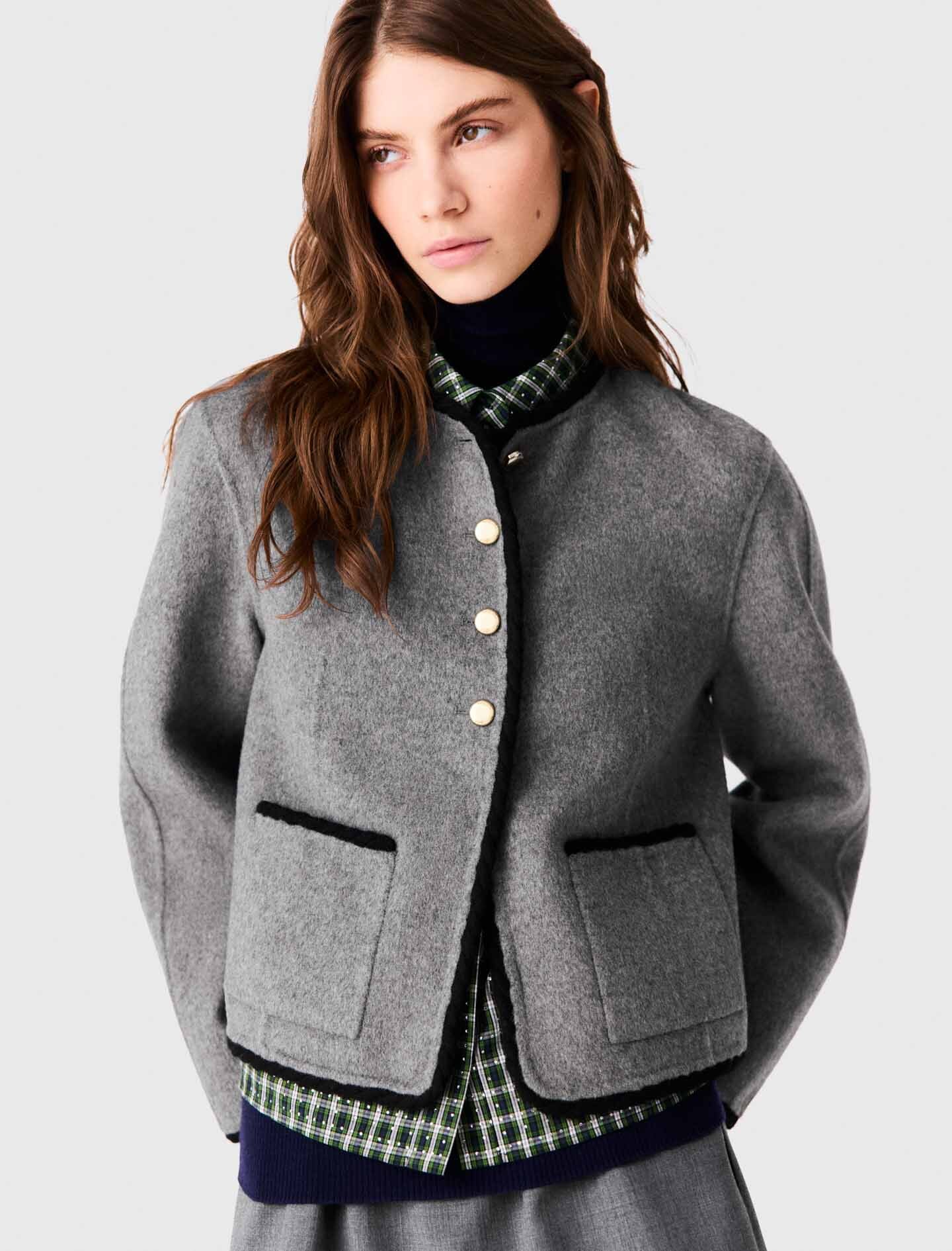 Short double-faced coat - Grey