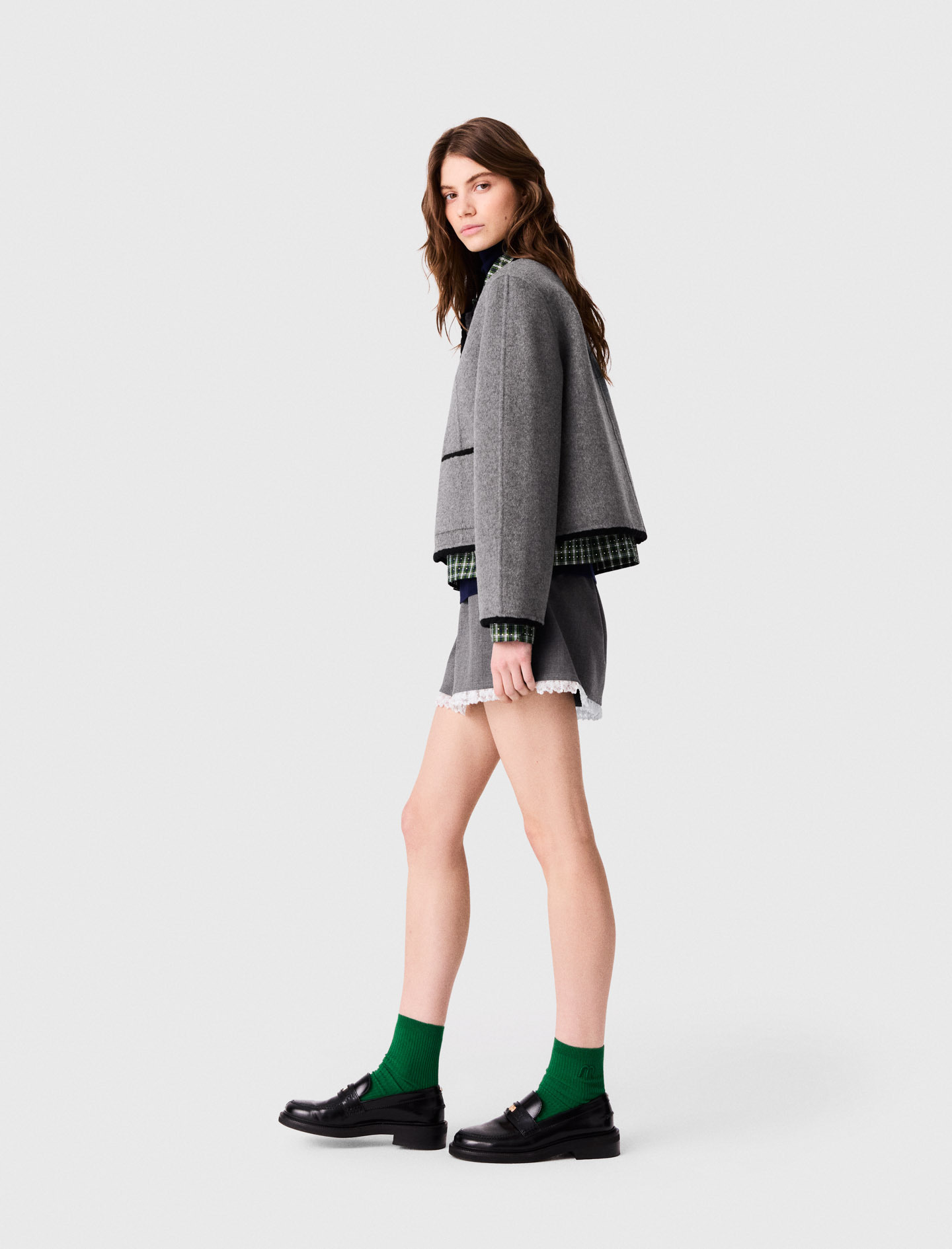 Short double-faced coat - Grey