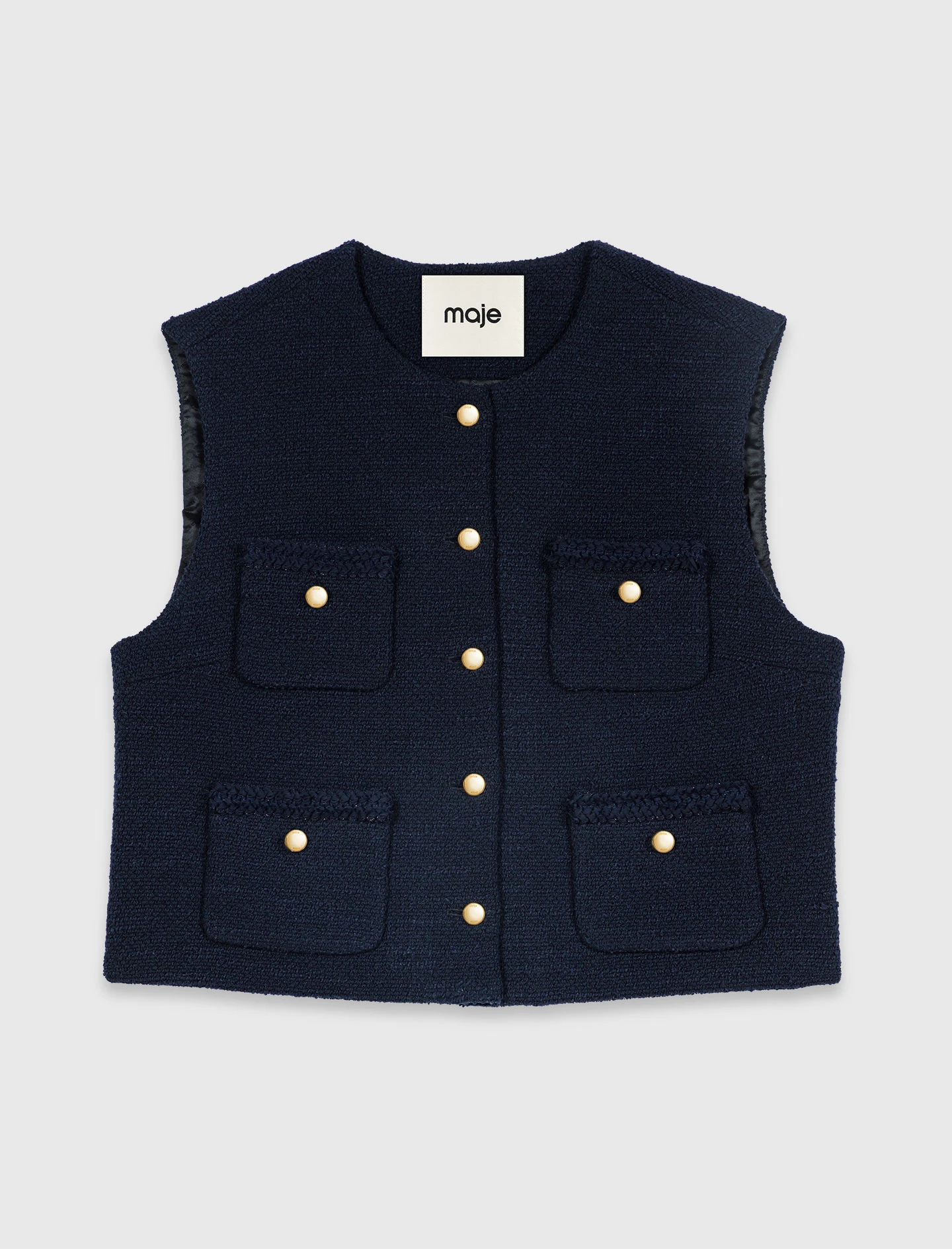 Sleeveless tweed jacket - Navy