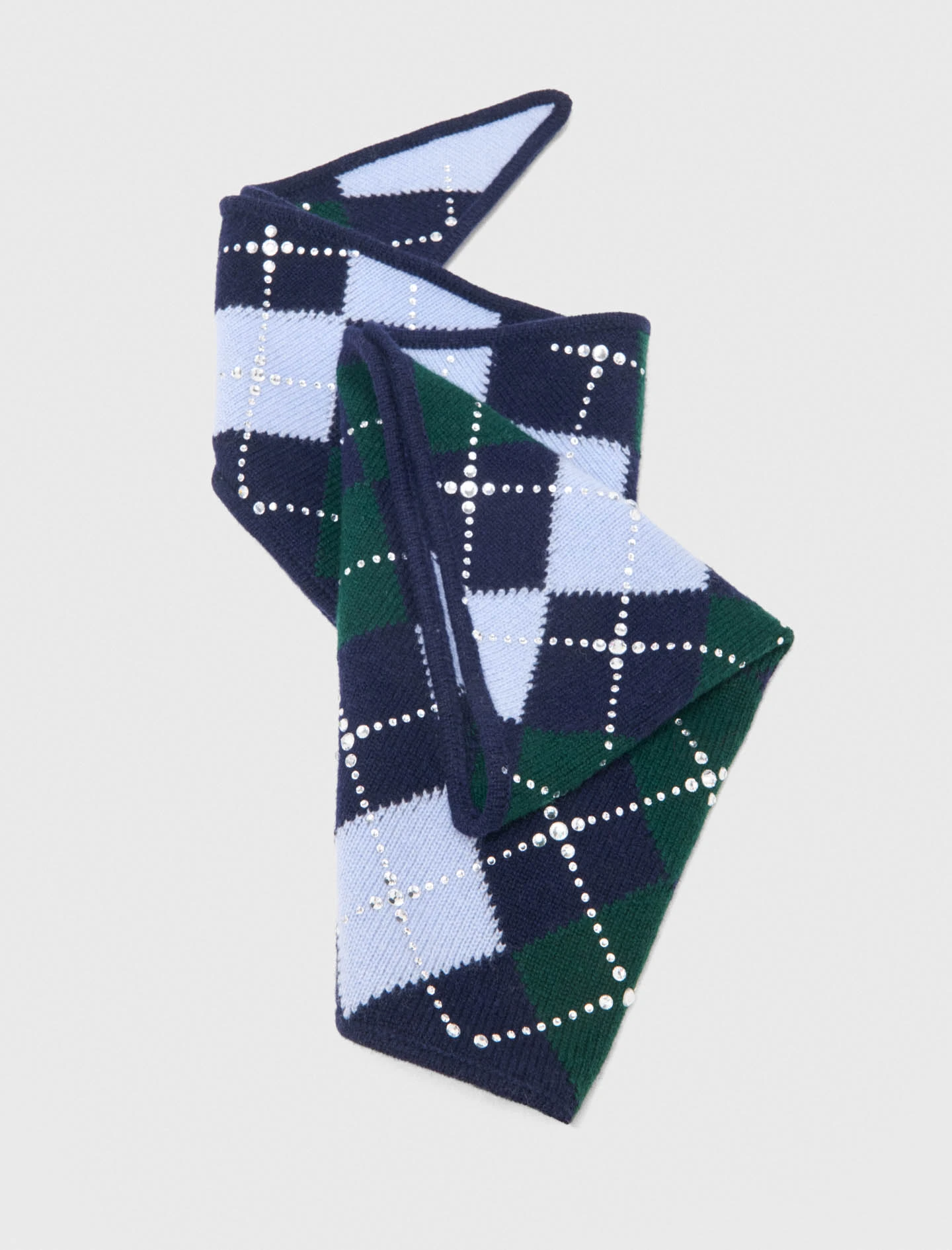 Wool argyle triangle scarf - Navy