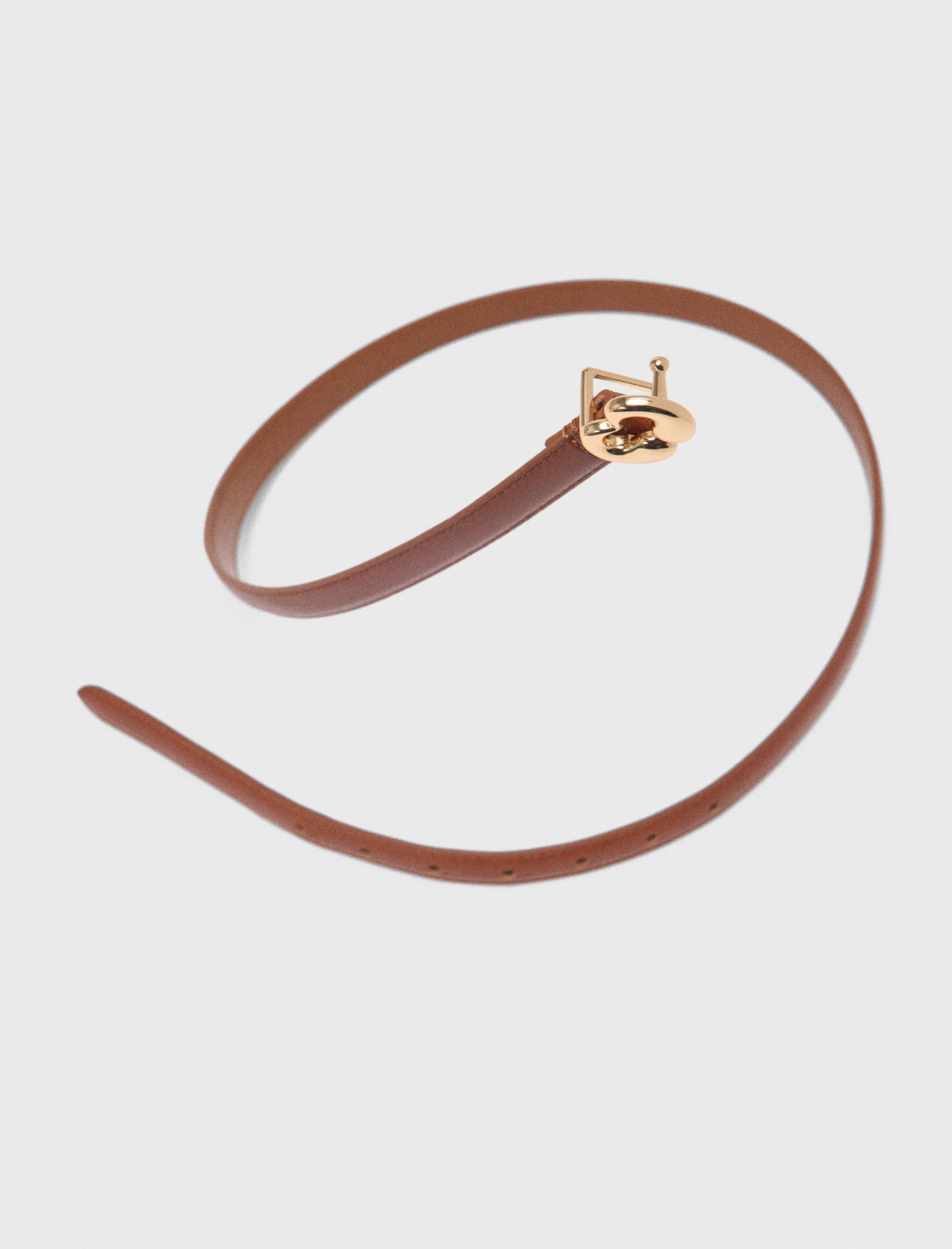 Slim smooth leather logo belt - Brown
