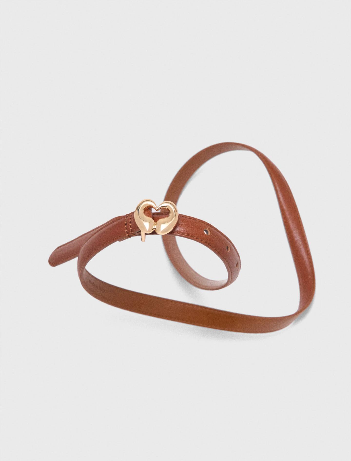 Slim smooth leather logo belt - Brown