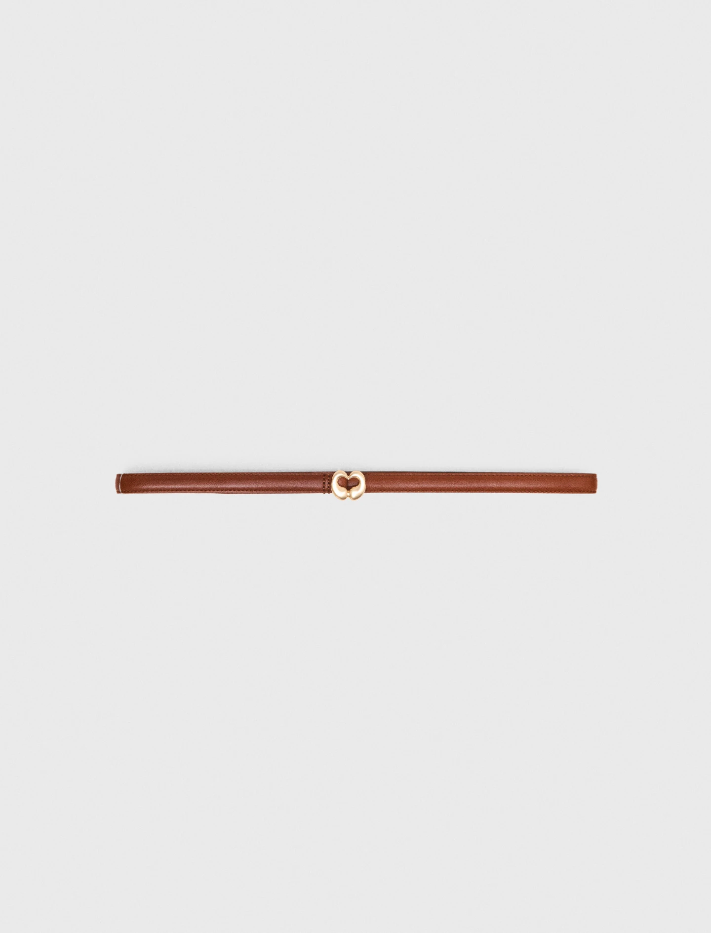 Slim smooth leather logo belt - Brown