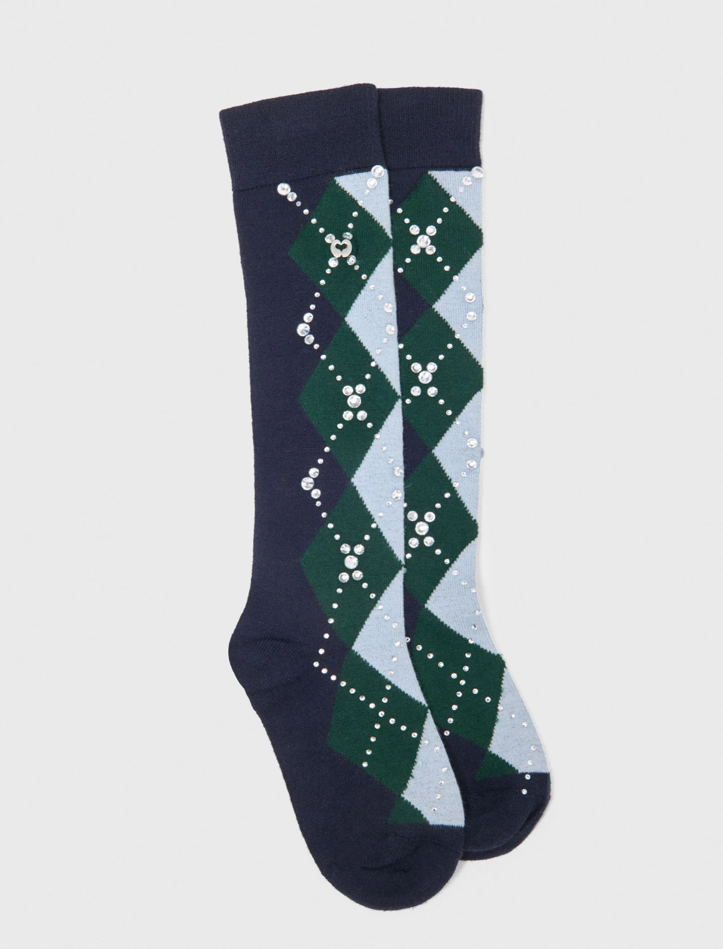 Wool argyle knee-high socks - Navy