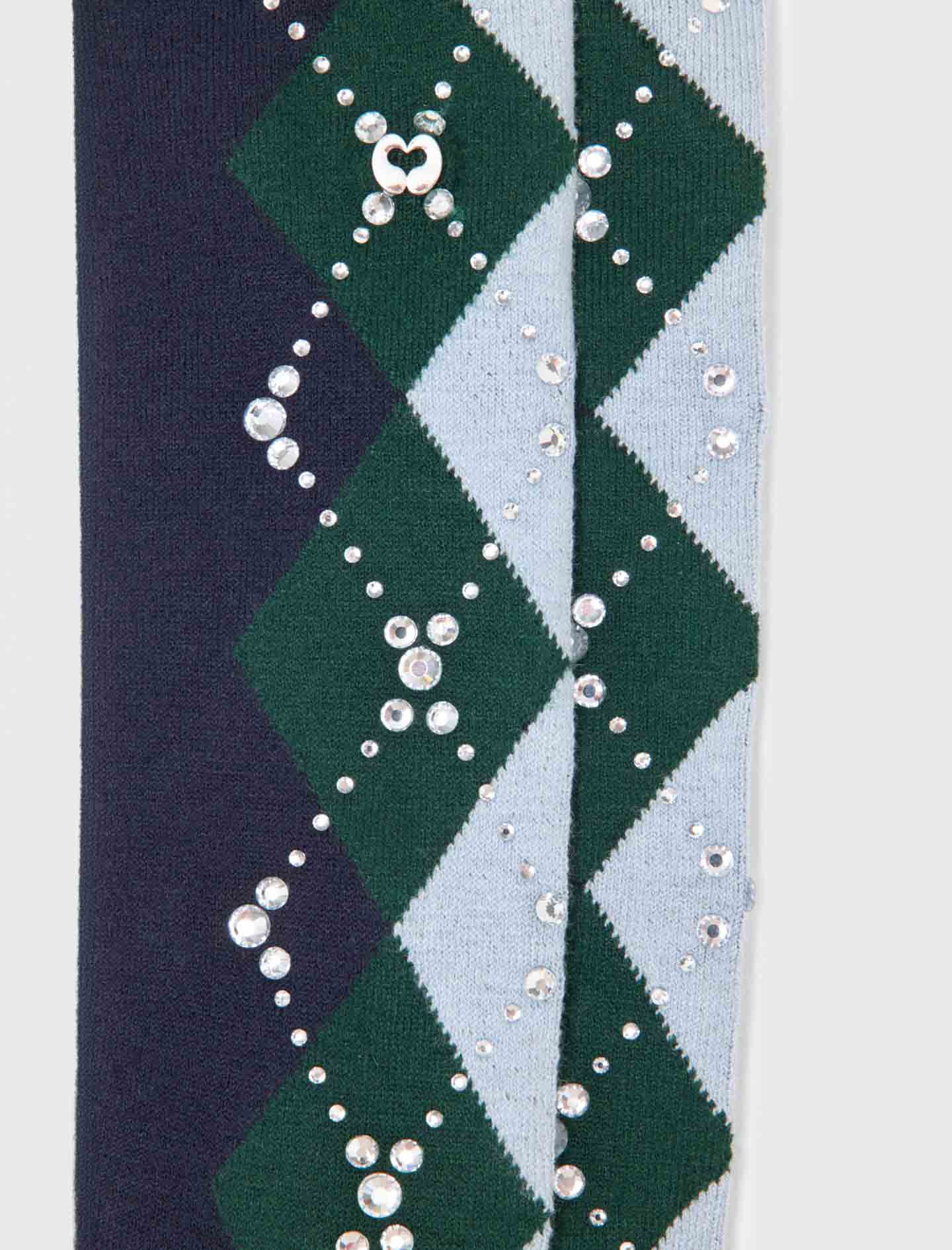 Wool argyle knee-high socks - Navy