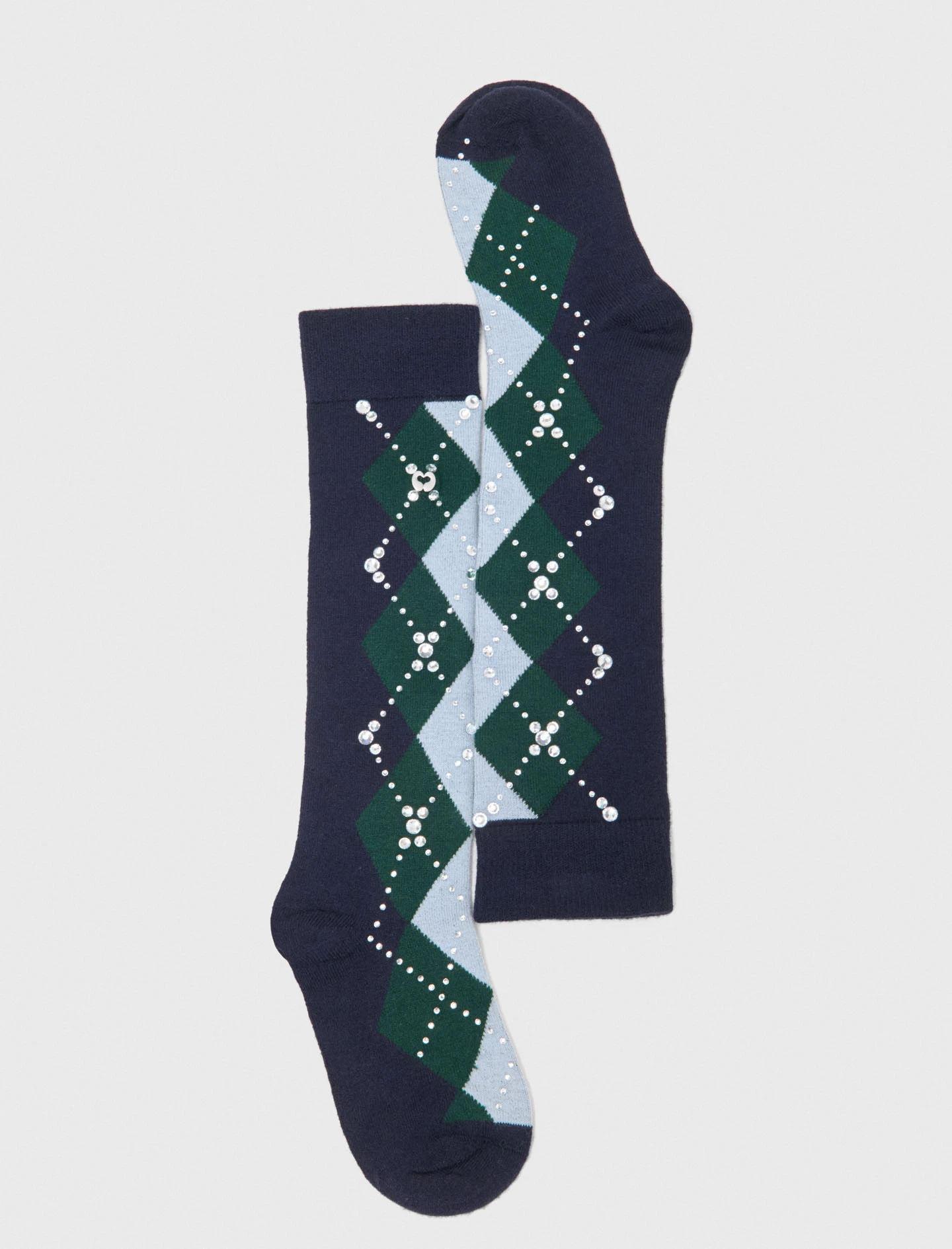 Wool argyle knee-high socks - Navy