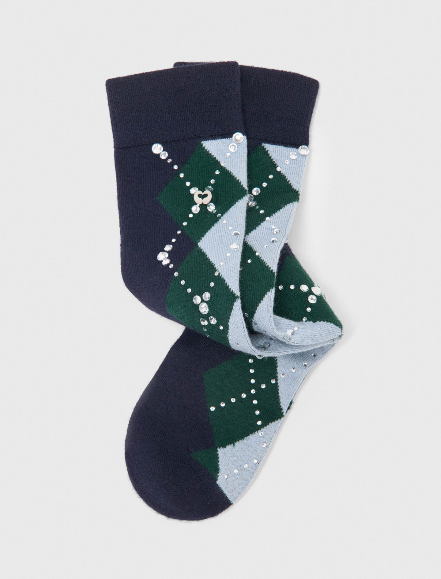 Wool argyle knee-high socks - Navy
