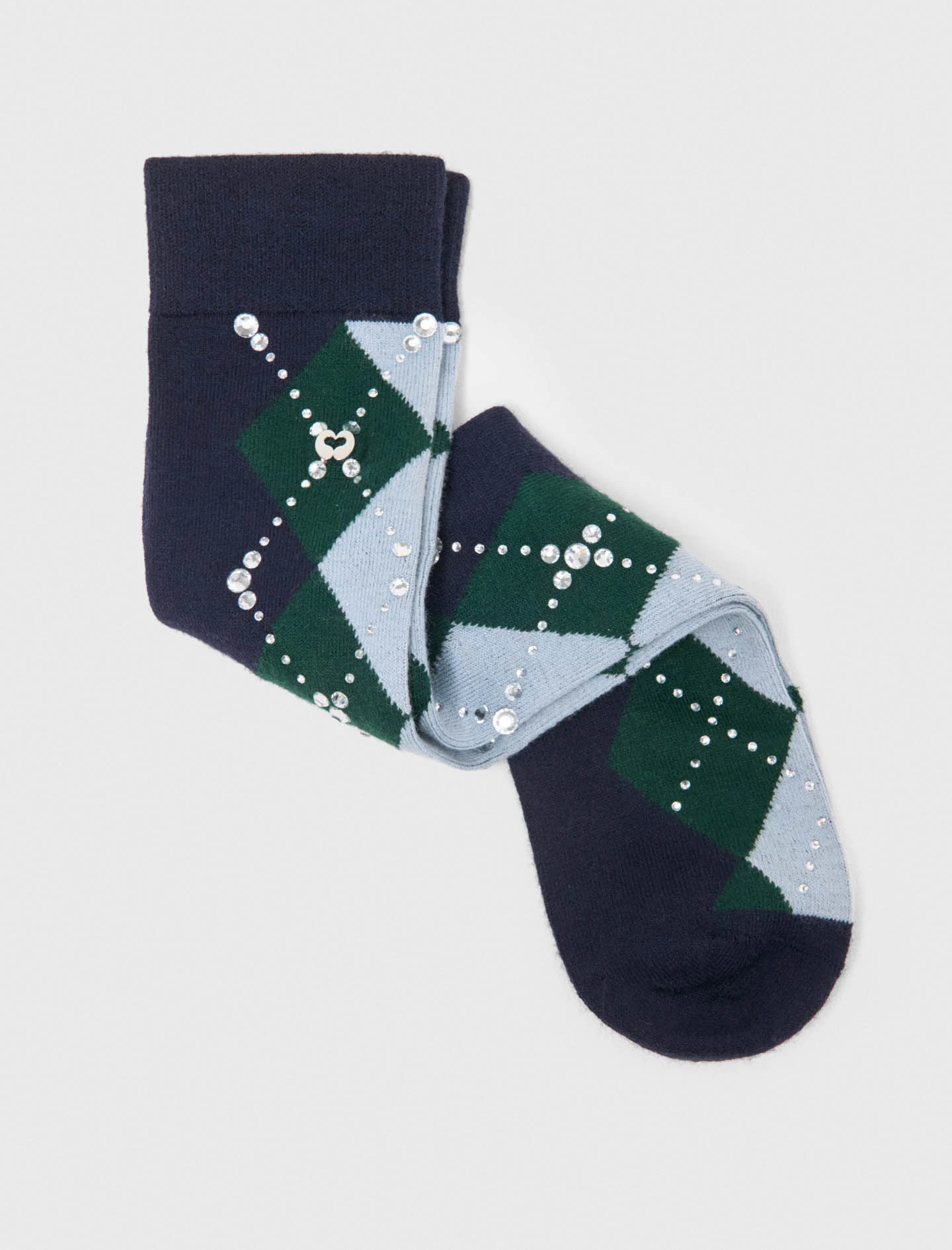 Wool argyle knee-high socks - Navy