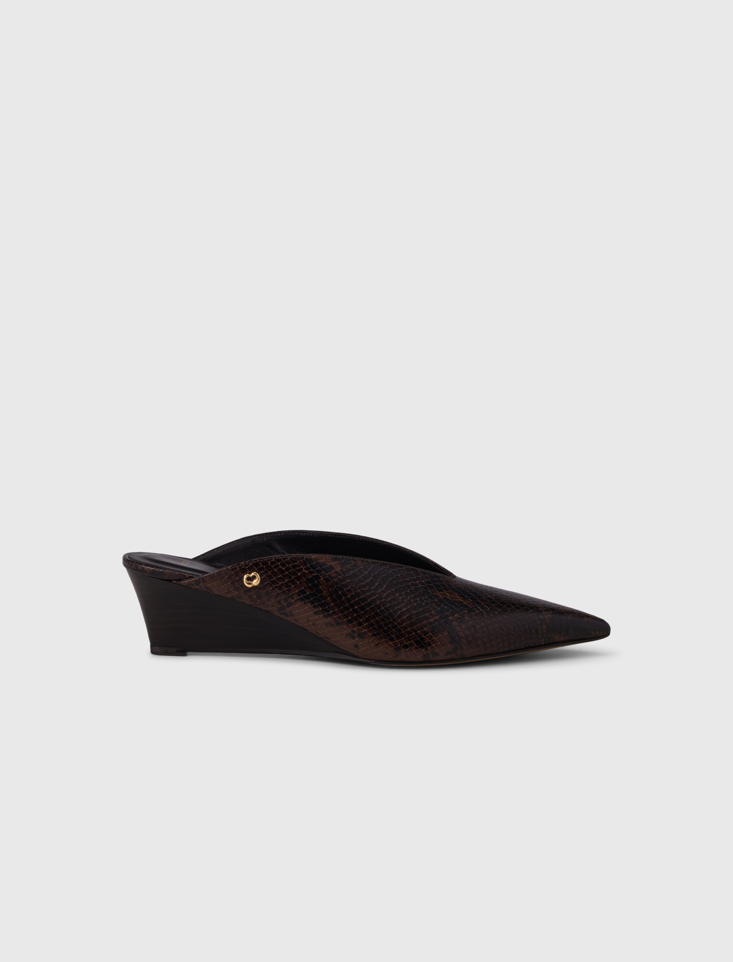 Embossed leather wedge mules - Brown